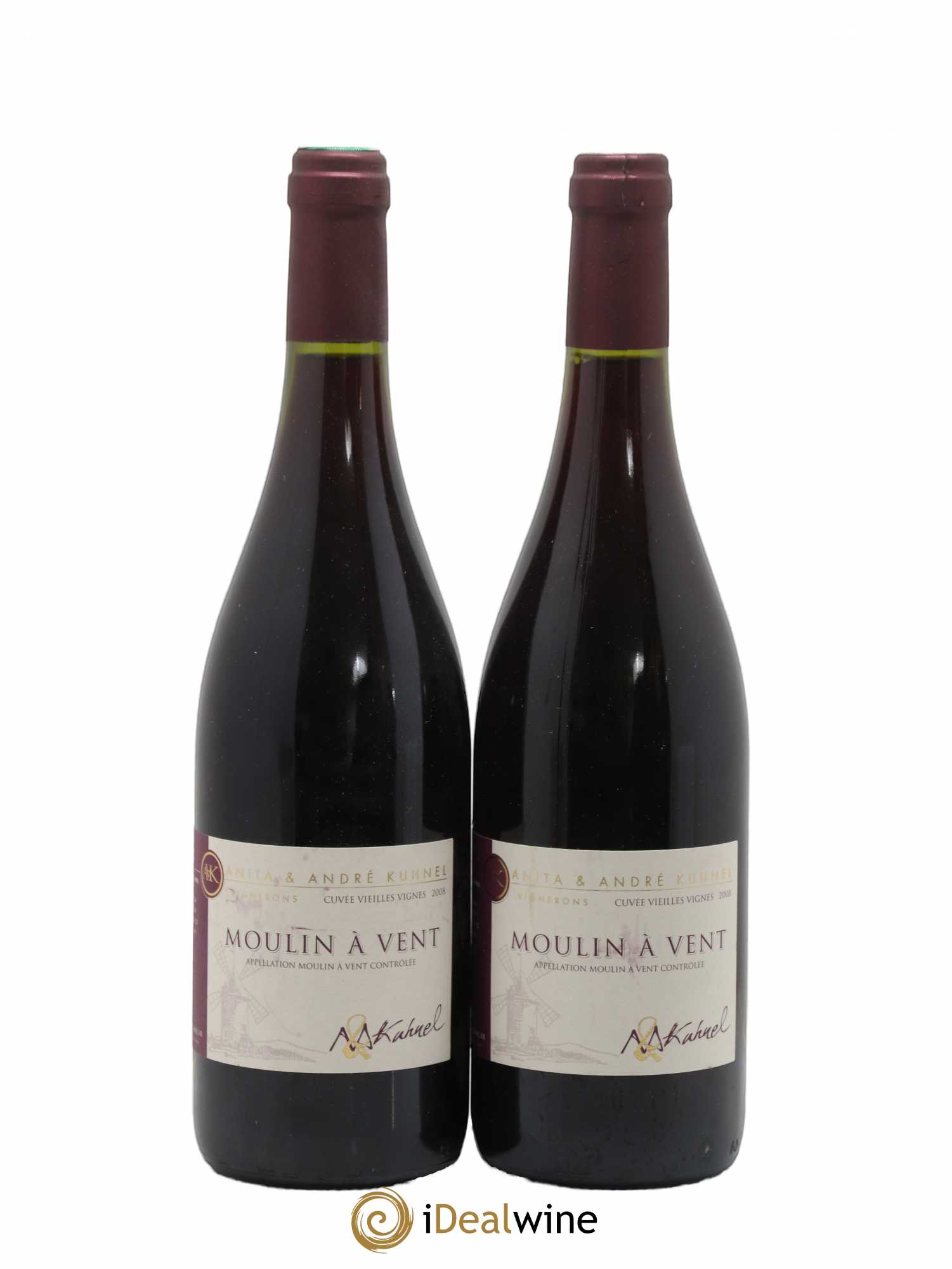 Moulin-à-Vent Vieilles Vignes Anita et Andre Kuhnel (sans prix de réserve) 2008 - Posten von 2 Flaschen - 0