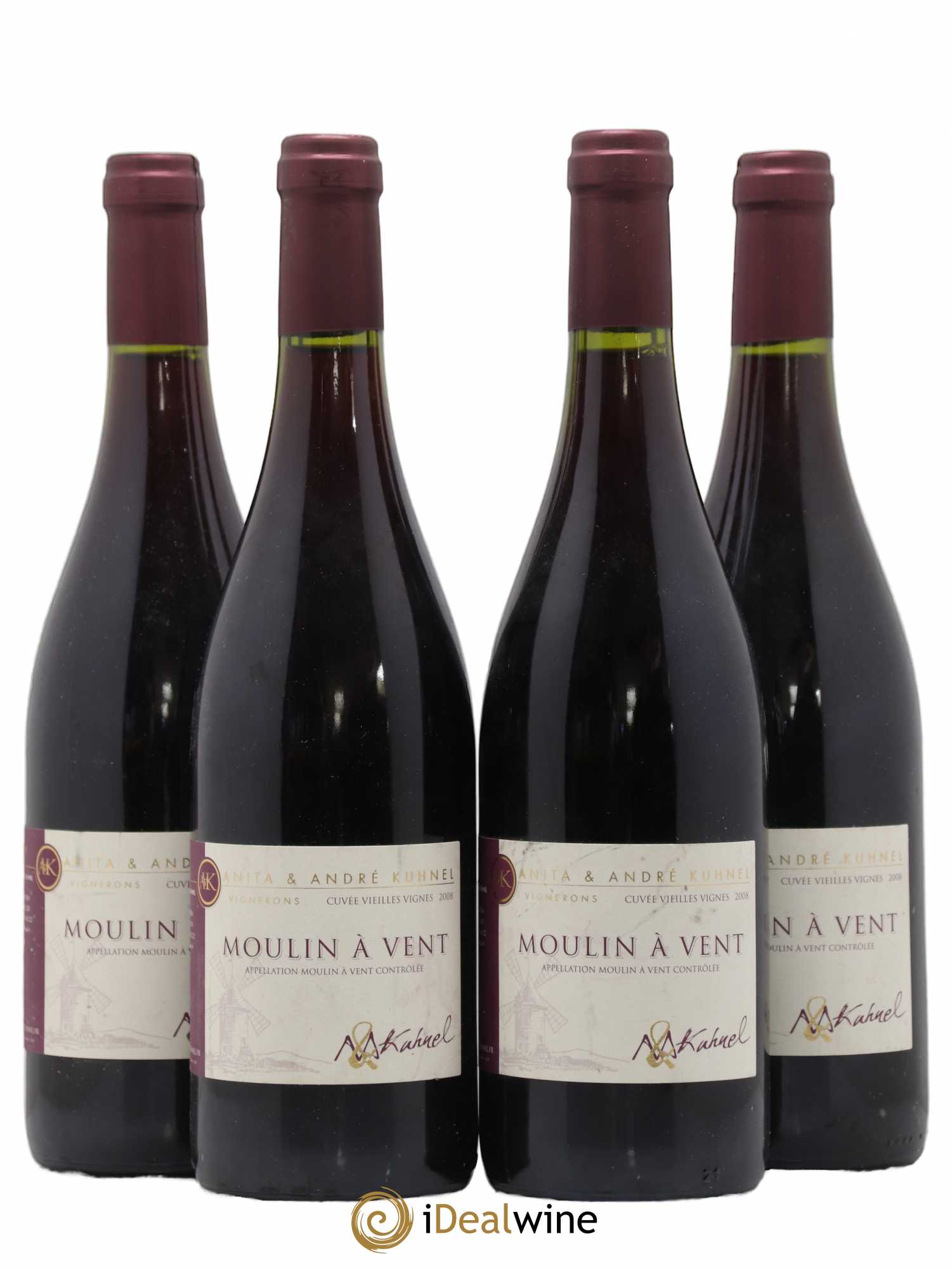 Moulin-à-Vent Cuvée Vieilles Vignes Anita et Andre Kuhnel (sans prix de réserve) 2008 - Posten von 4 Flaschen - 0