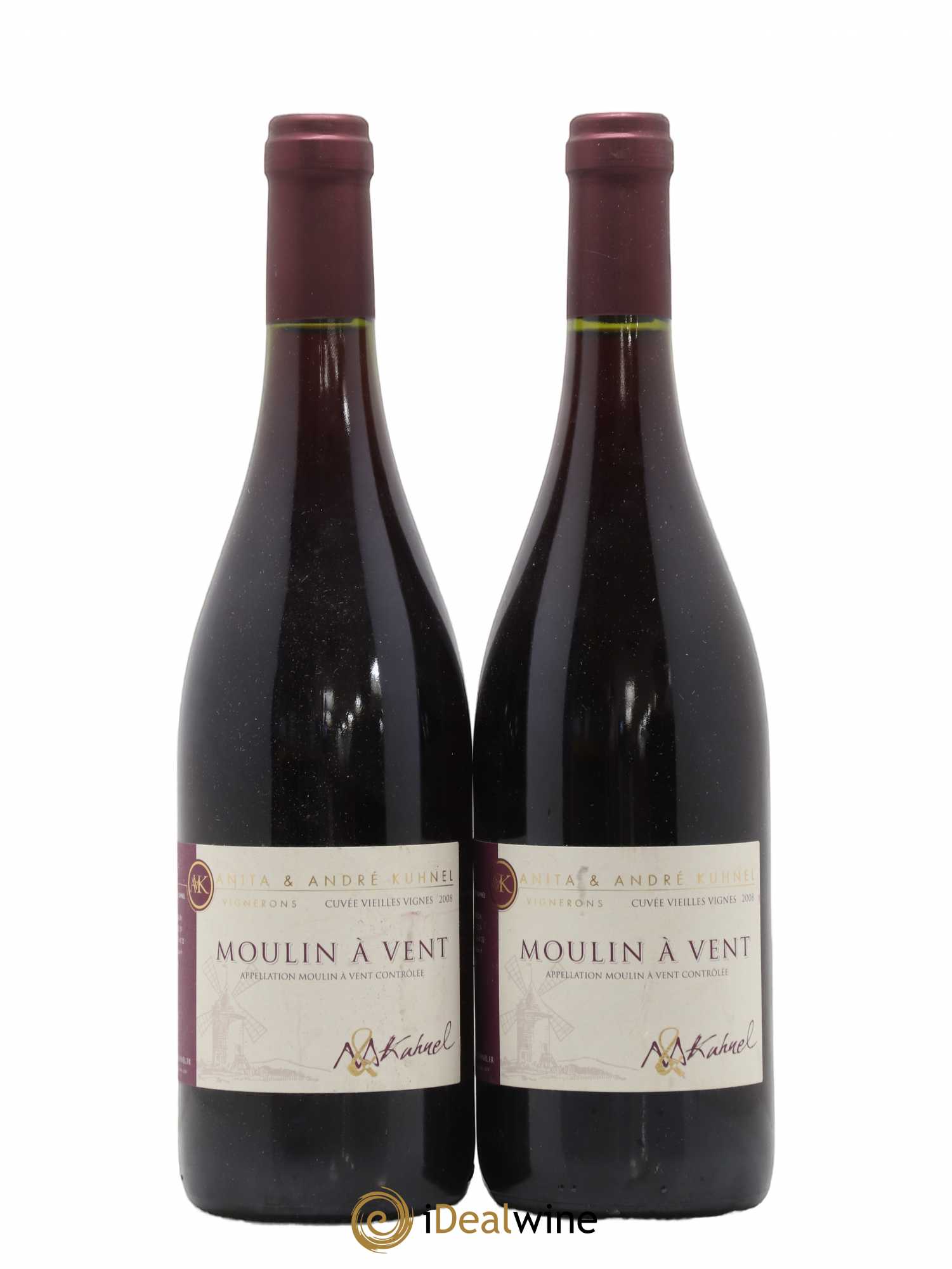Moulin-à-Vent Cuvée Vieilles Vignes Anita et Andre Kuhnel (sans prix de réserve) 2008 - Posten von 2 Flaschen - 0