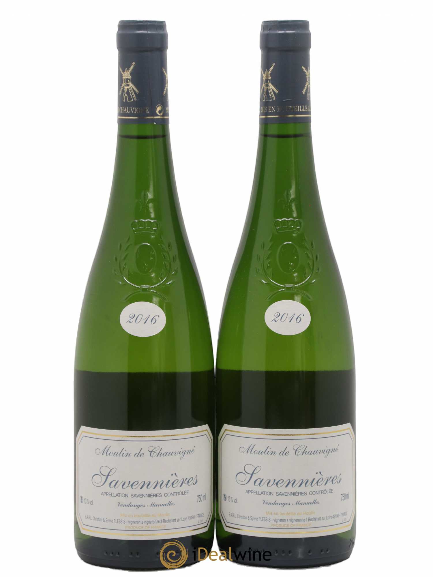 Savennières Vendanges Manuelles Moulin De Chauvigne (sans prix de réserve) 2016 - Posten von 2 Flaschen - 0