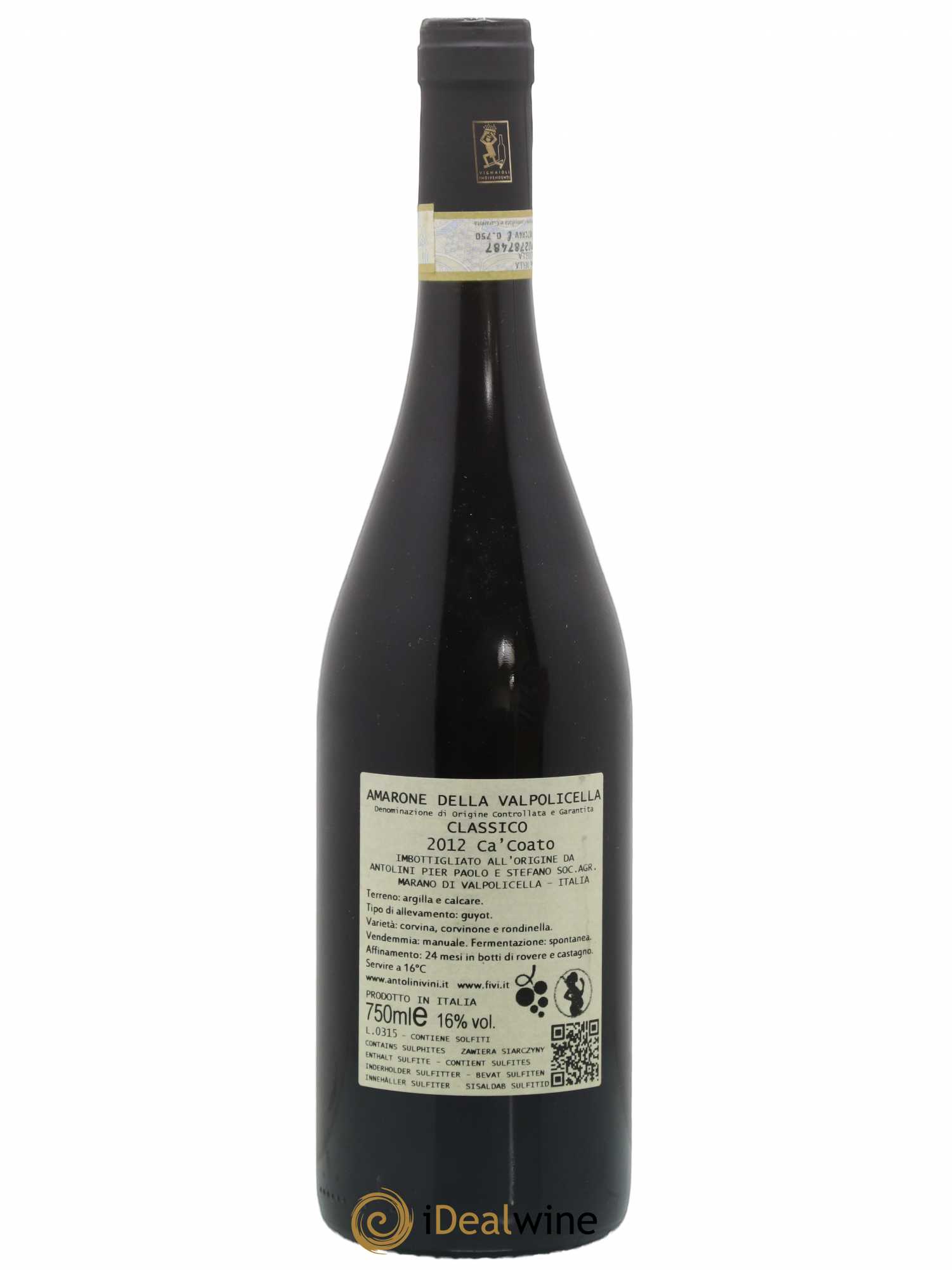Amarone della Valpolicella DOC Classico Antolini Ca Coato 2012 - Lot de 1 bouteille - 1