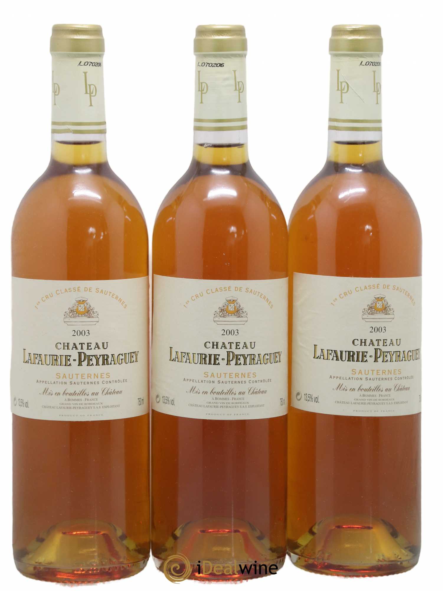 Château Lafaurie-Peyraguey 1er Grand Cru Classé 2003 - Lotto di 3 bottiglie - 0