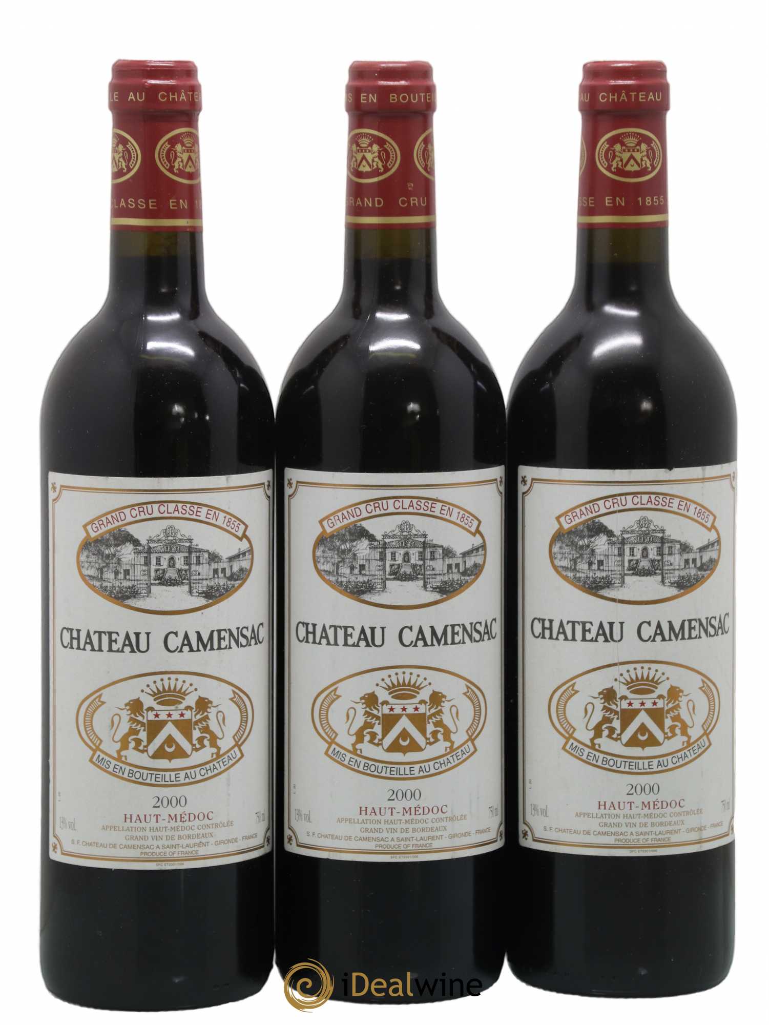 Château Camensac 5ème Grand Cru Classé 2000 - Lot de 3 bouteilles - 0