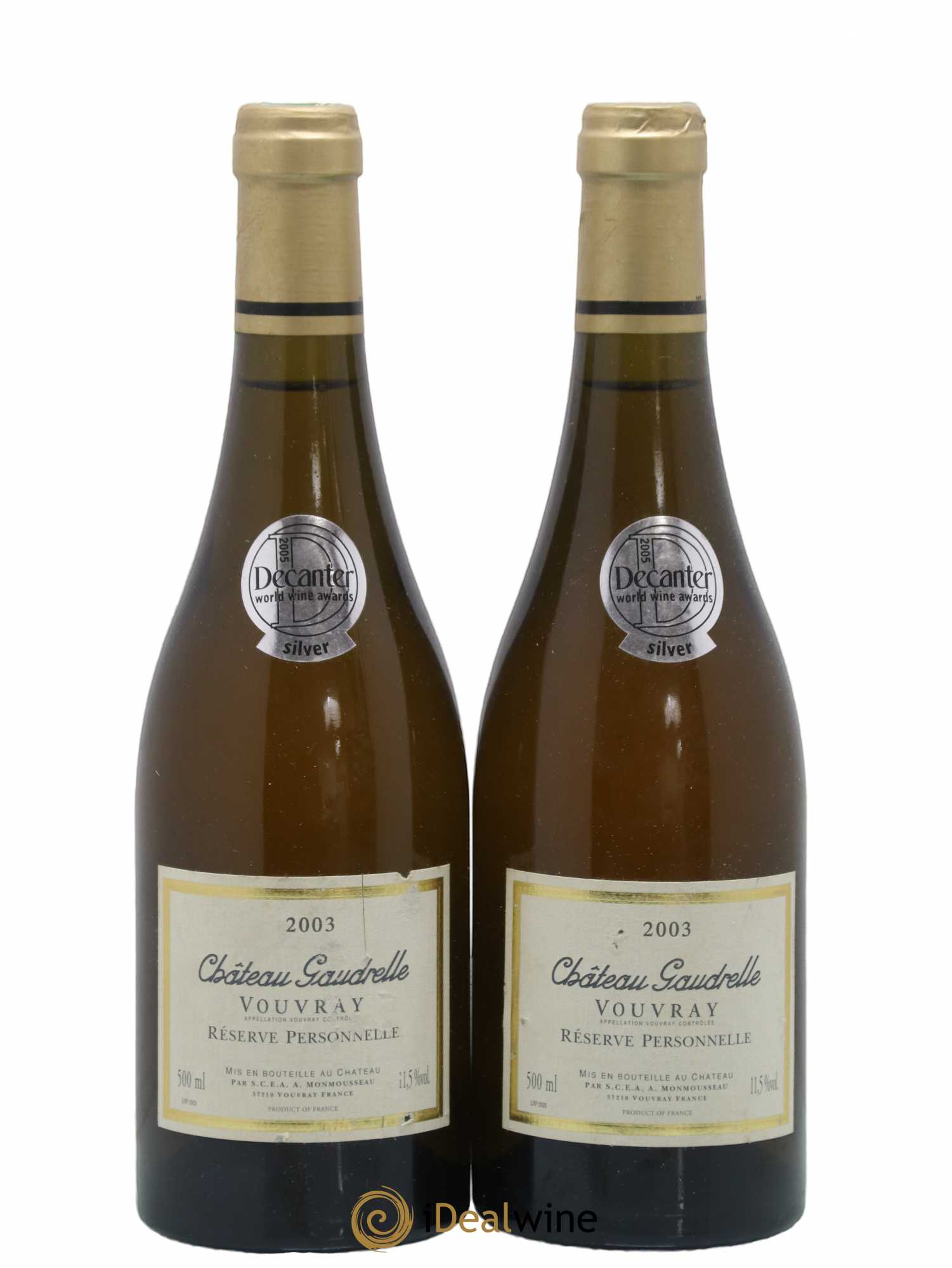 Vouvray Reserve Personnelle Chateau Gaudrelle 50cl 2003 - Lotto di 2 bottiglie - 0