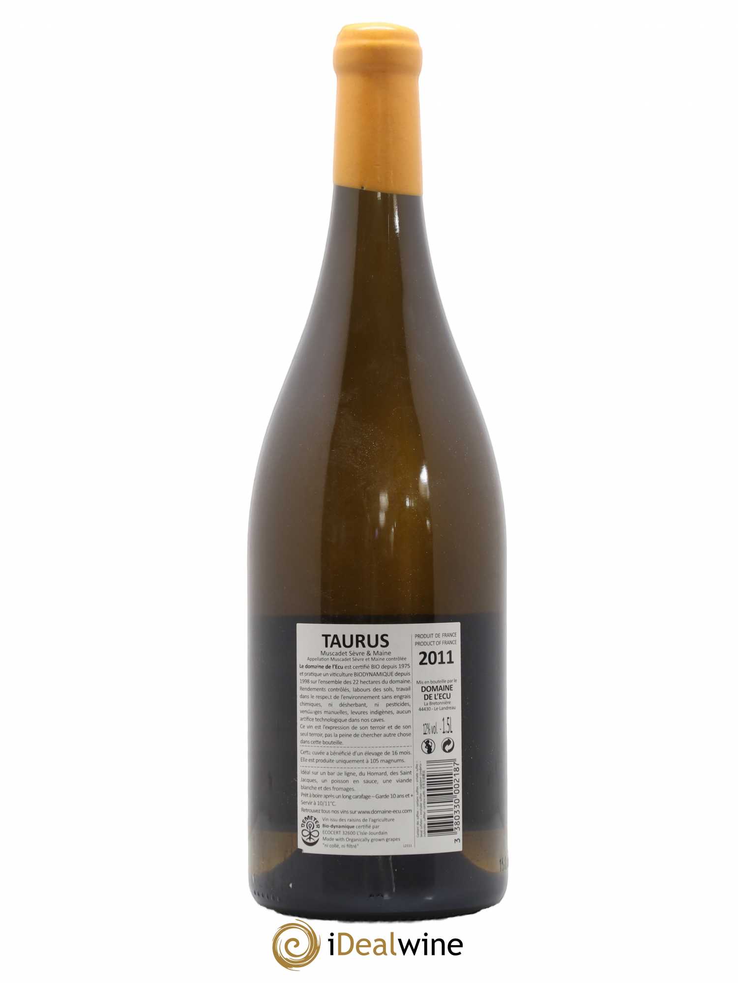 Vin de France (ex-Muscadet-Sèvre-et-Maine) Taurus Domaine de L'Ecu 2011 - Lot de 1 magnum - 1