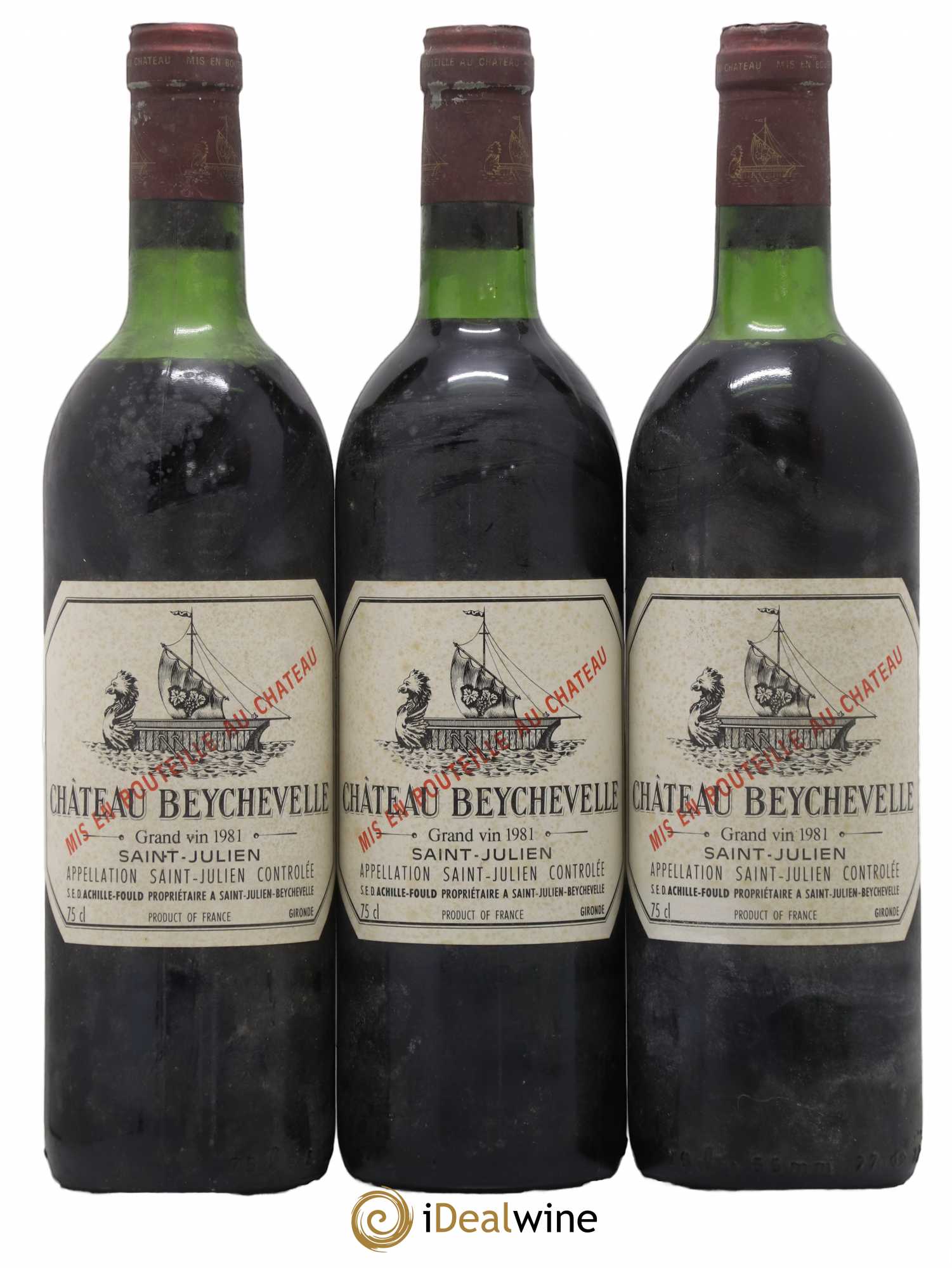 Château Beychevelle 4ème Grand Cru Classé 1981 - Lot de 3 bouteilles - 0