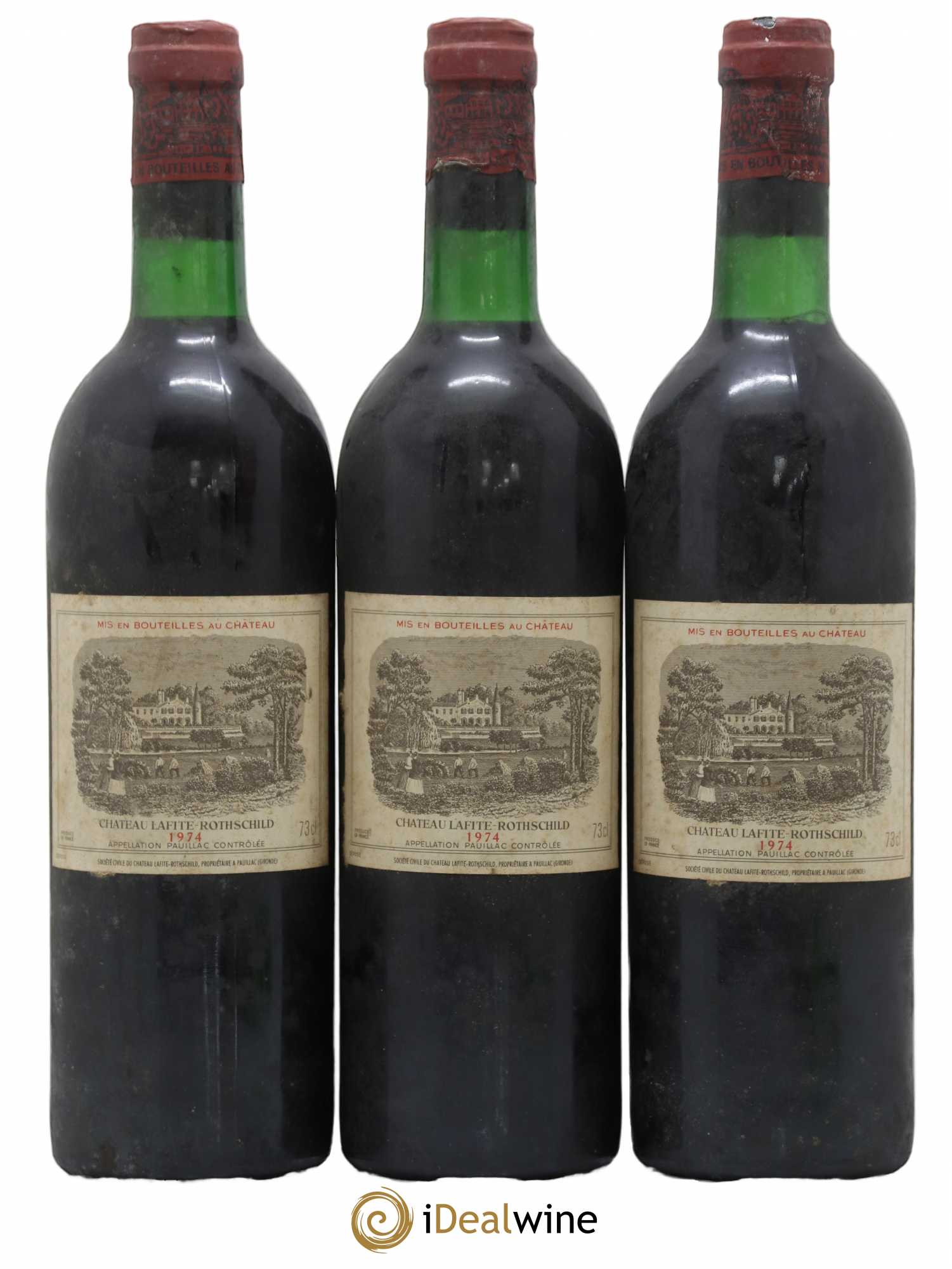 Château Lafite Rothschild 1er Grand Cru Classé 1974 - Lot de 3 bouteilles - 0