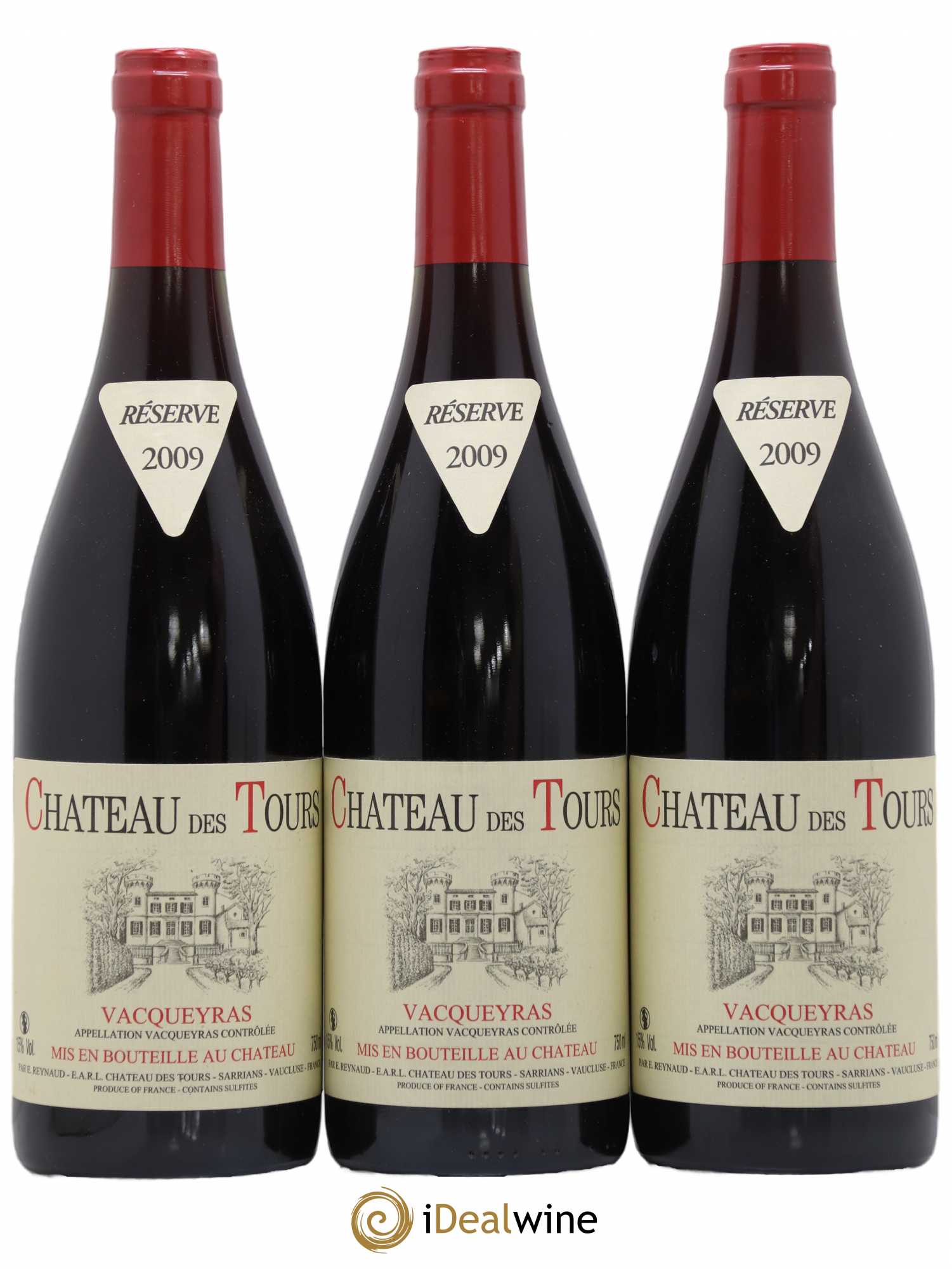 Vacqueyras Château des Tours Emmanuel Reynaud 2009 - Lot de 3 bouteilles - 0
