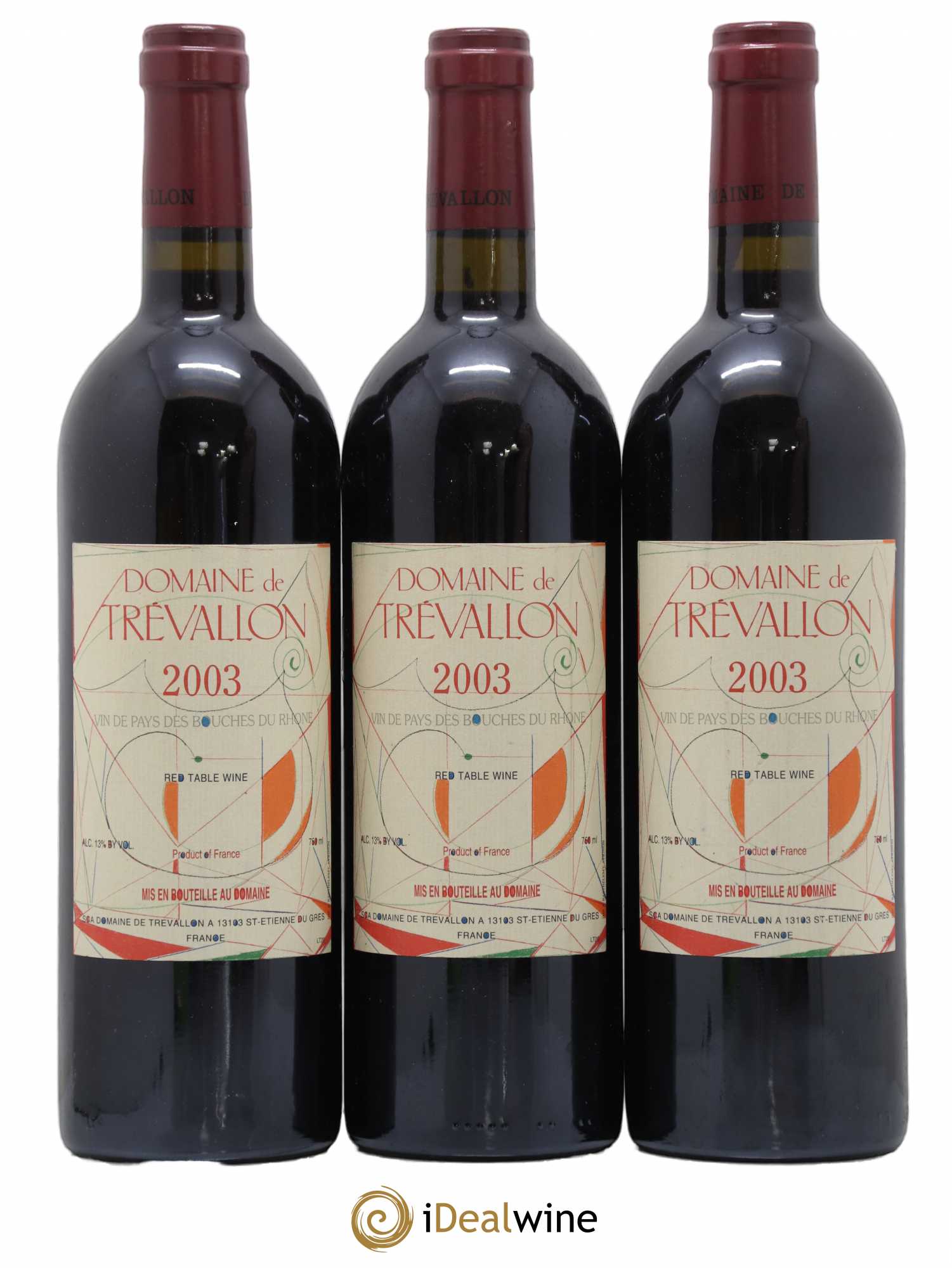 VDP Bouches du Rhône Trévallon (Domaine de) Eloi Dürrbach 2003 - Lot de 3 bouteilles - 0