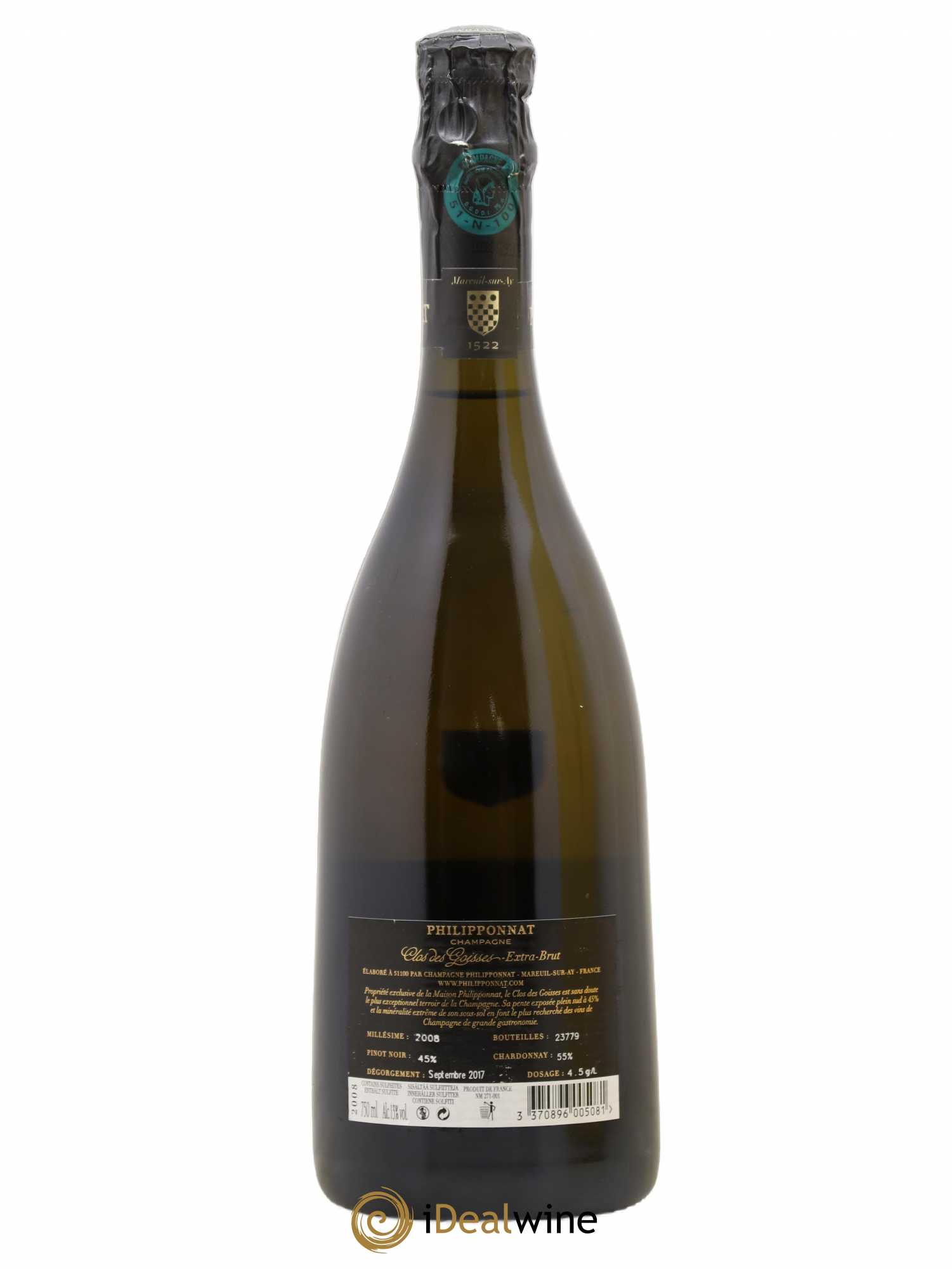 Clos des Goisses Philipponnat  (sans prix de réserve) 2008 - Lot de 1 bouteille - 2