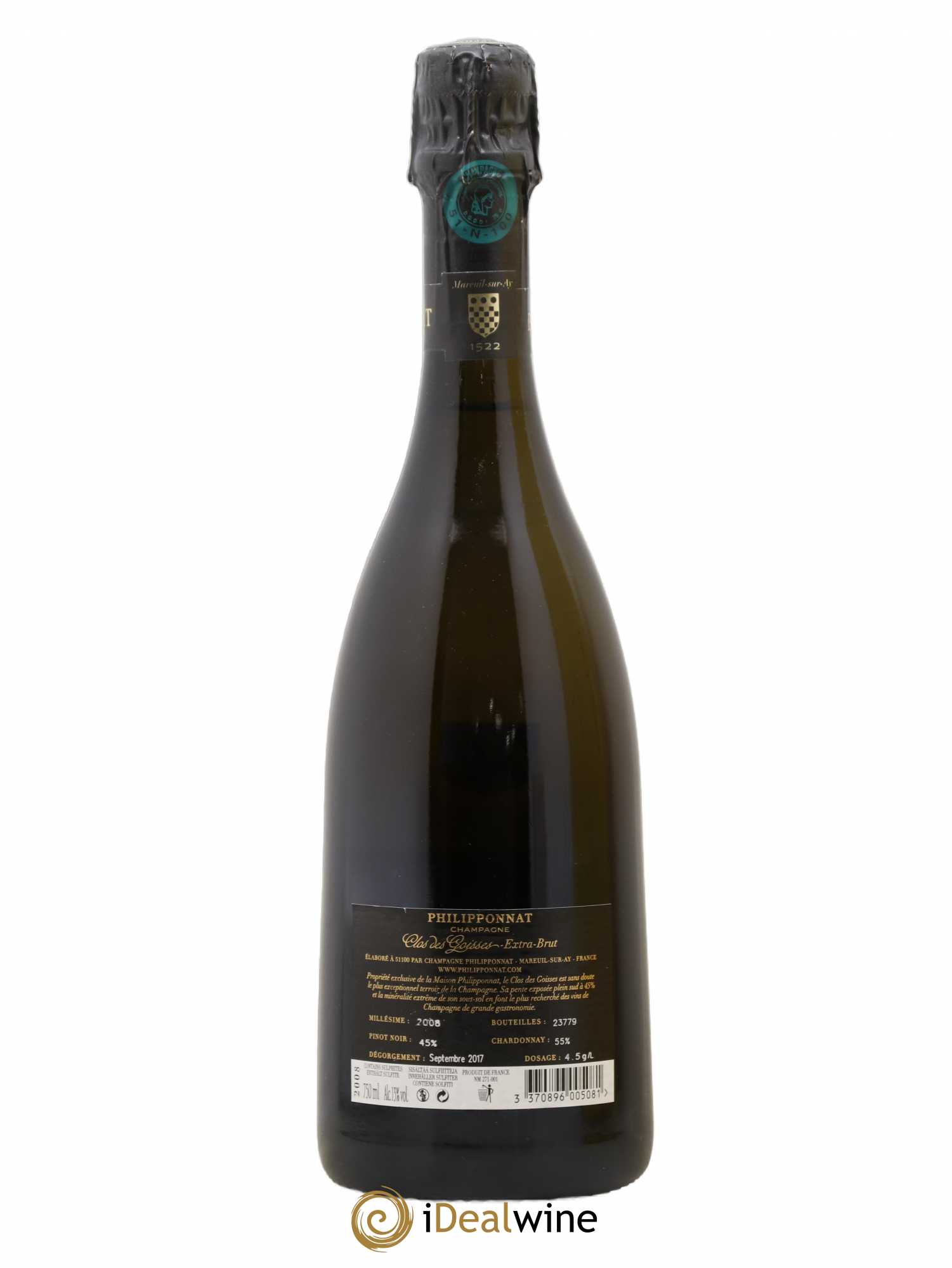 Clos des Goisses Philipponnat (sans prix de réserve) 2008 - Lot de 1 bouteille - 1