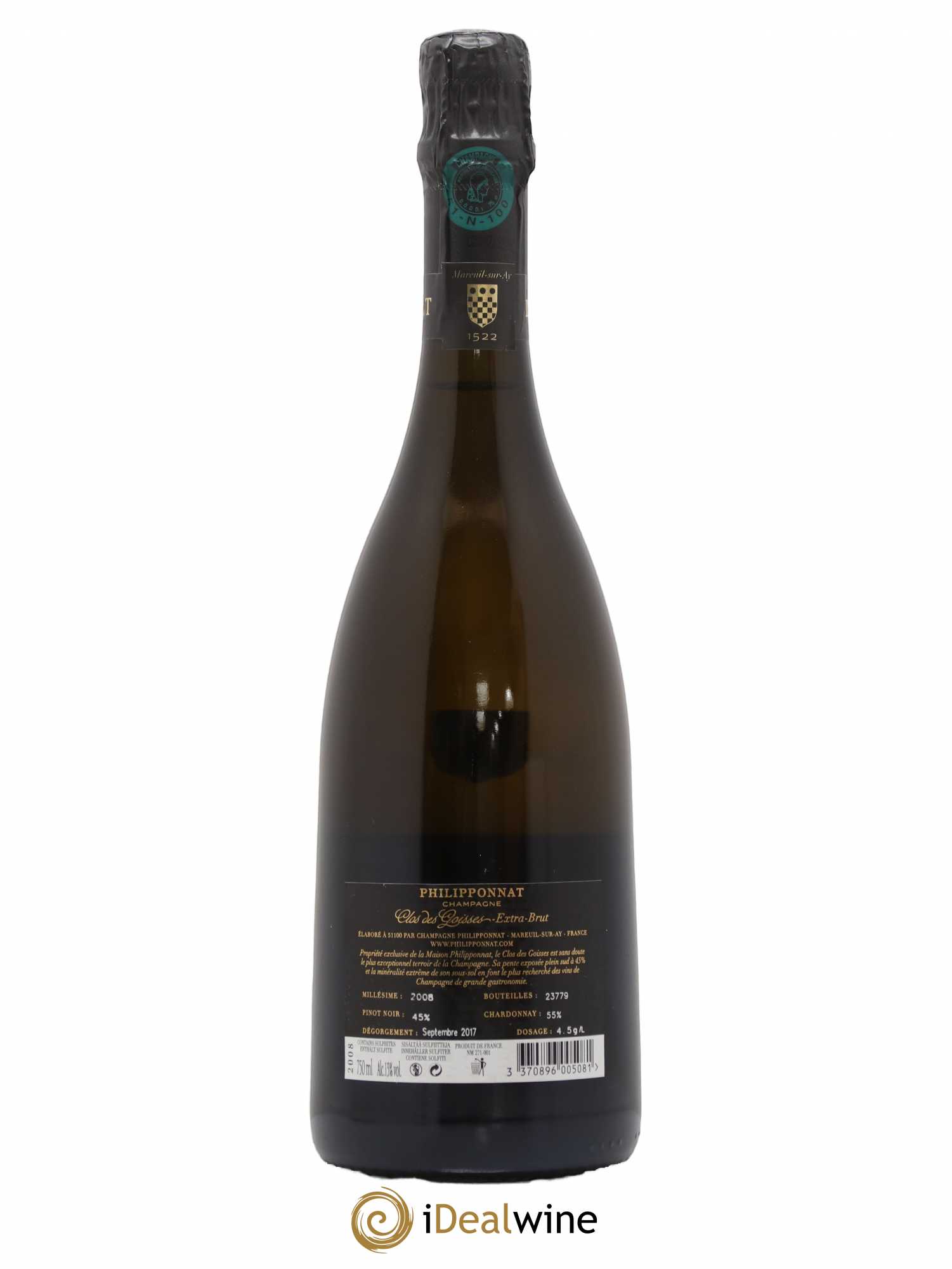 Clos des Goisses Philipponnat 2008 - Lot de 1 bouteille - 1