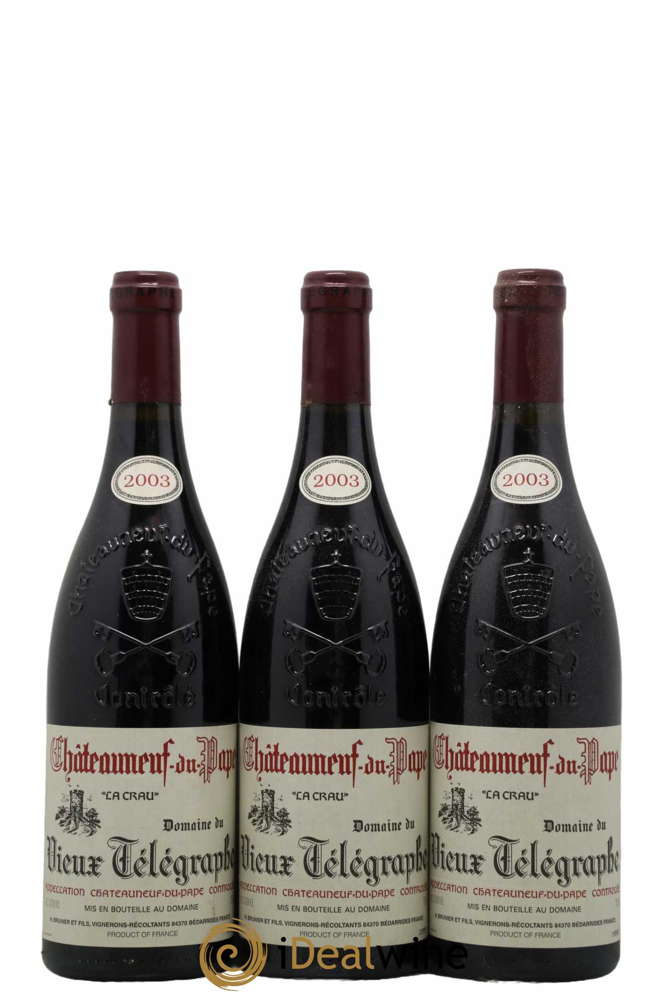Châteauneuf-du-Pape Vieux Télégraphe (Domaine du) Vignobles Brunier 2003 - Lot de 12 bouteilles - 1