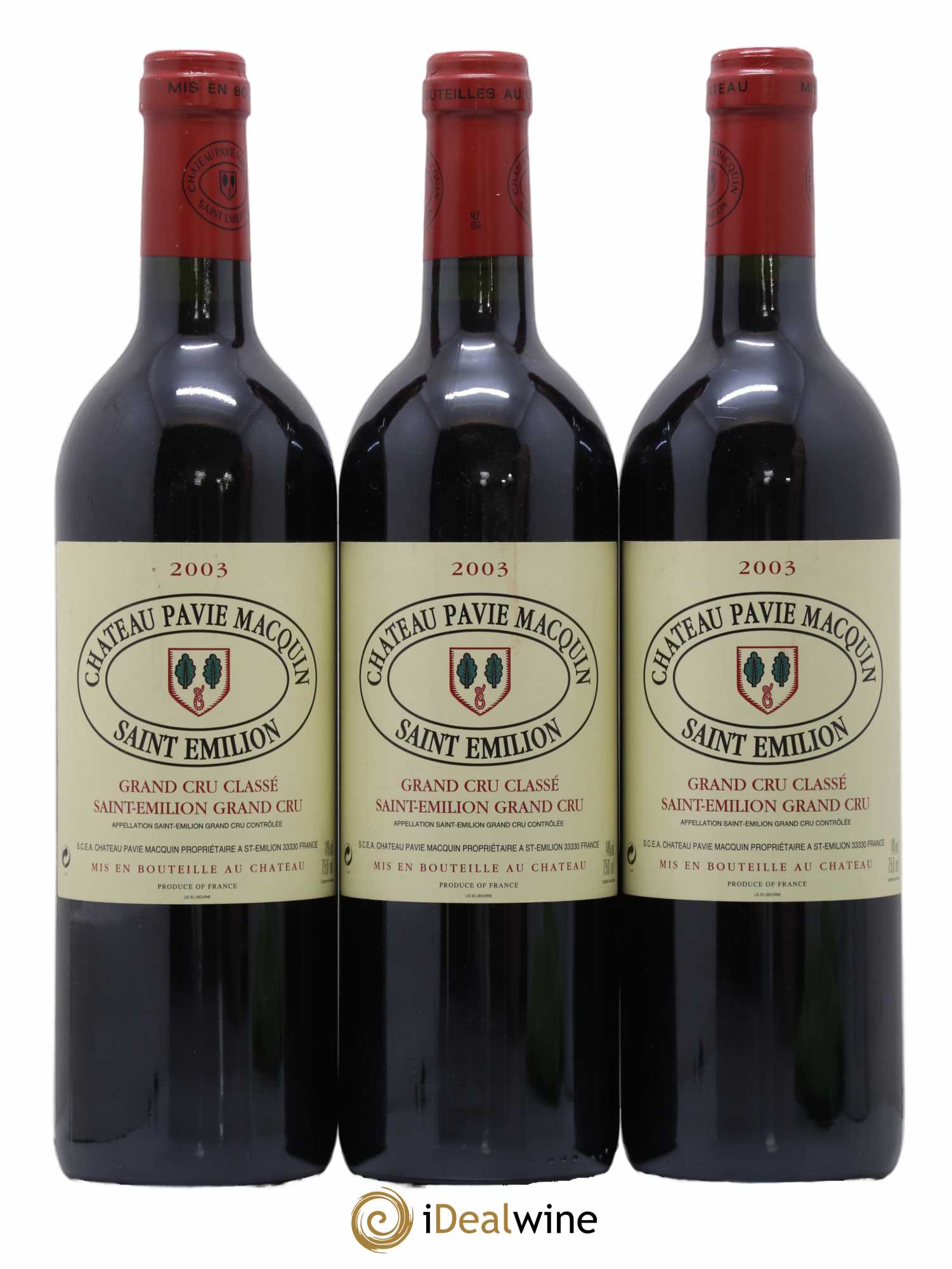 Château Pavie Macquin 1er Grand Cru Classé B 2003 - Lot de 3 bouteilles - 0