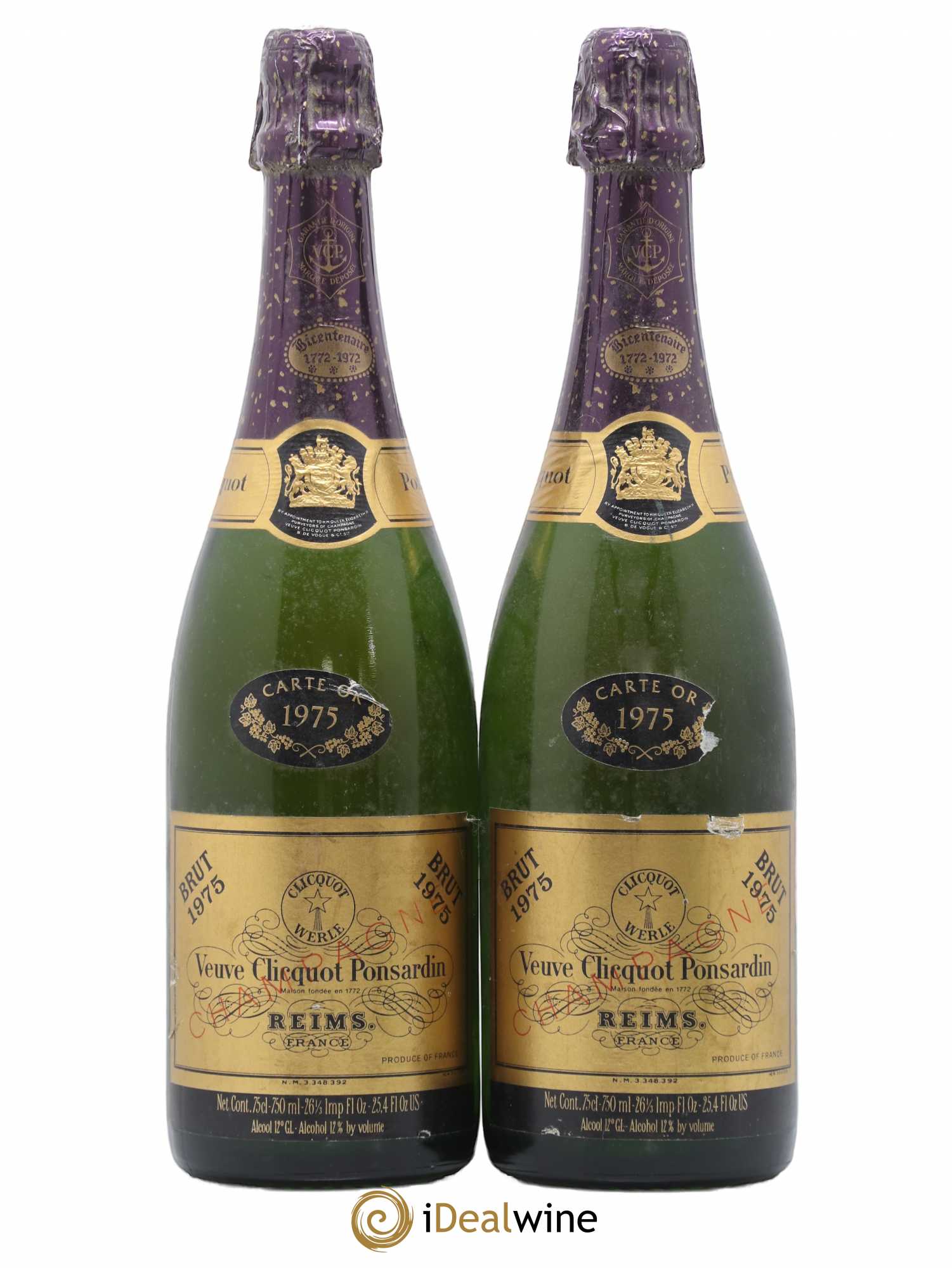 Brut Millésimé Veuve Clicquot 1975 - Lot de 2 bouteilles - 0