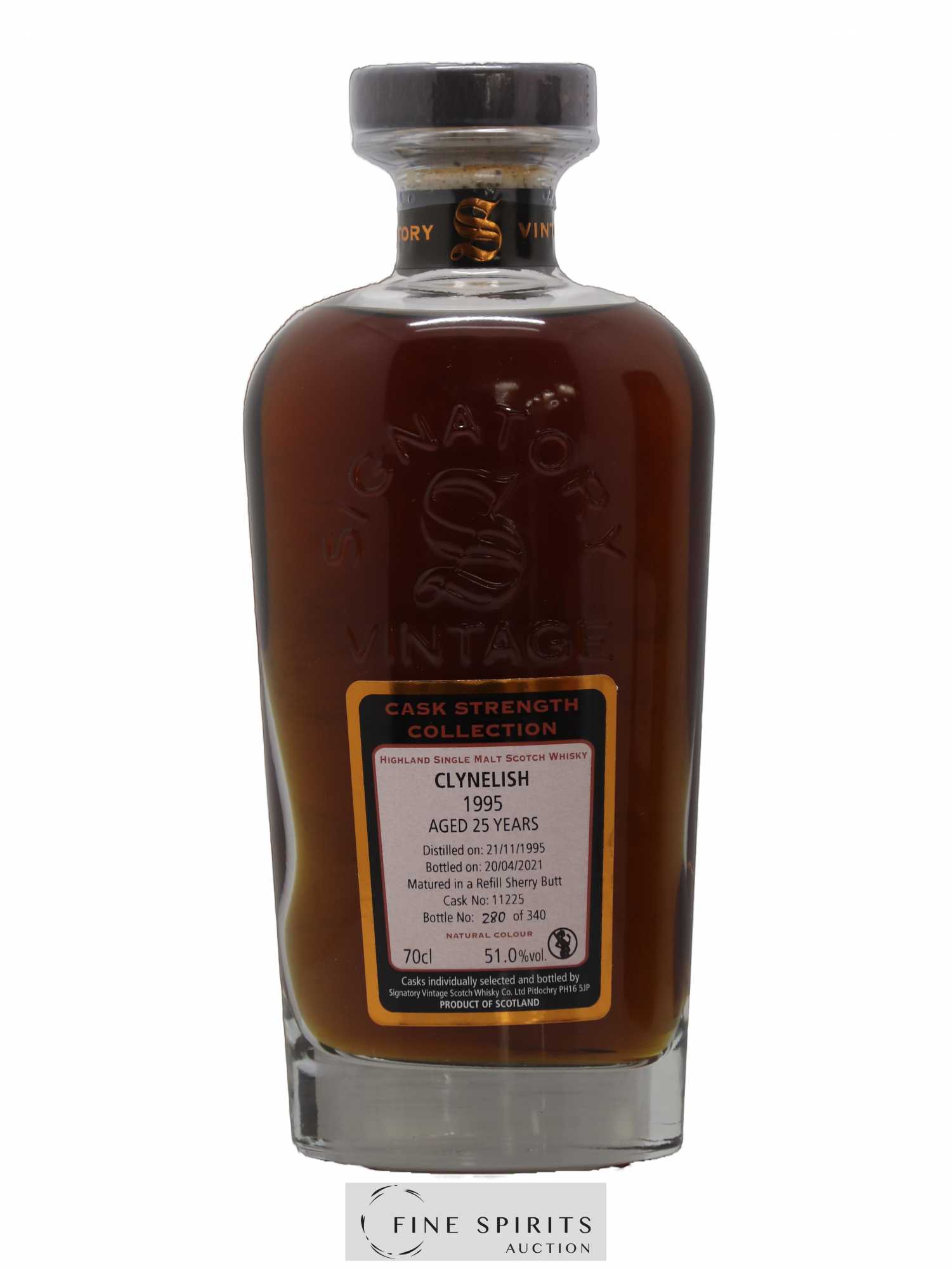 Clynelish 25 years 1995 Signatory Vintage Refill Sherry Butt n°11225 - One of 340 - bottled 2021 Cask Strength Collection - Lot de 1 bouteille - 1