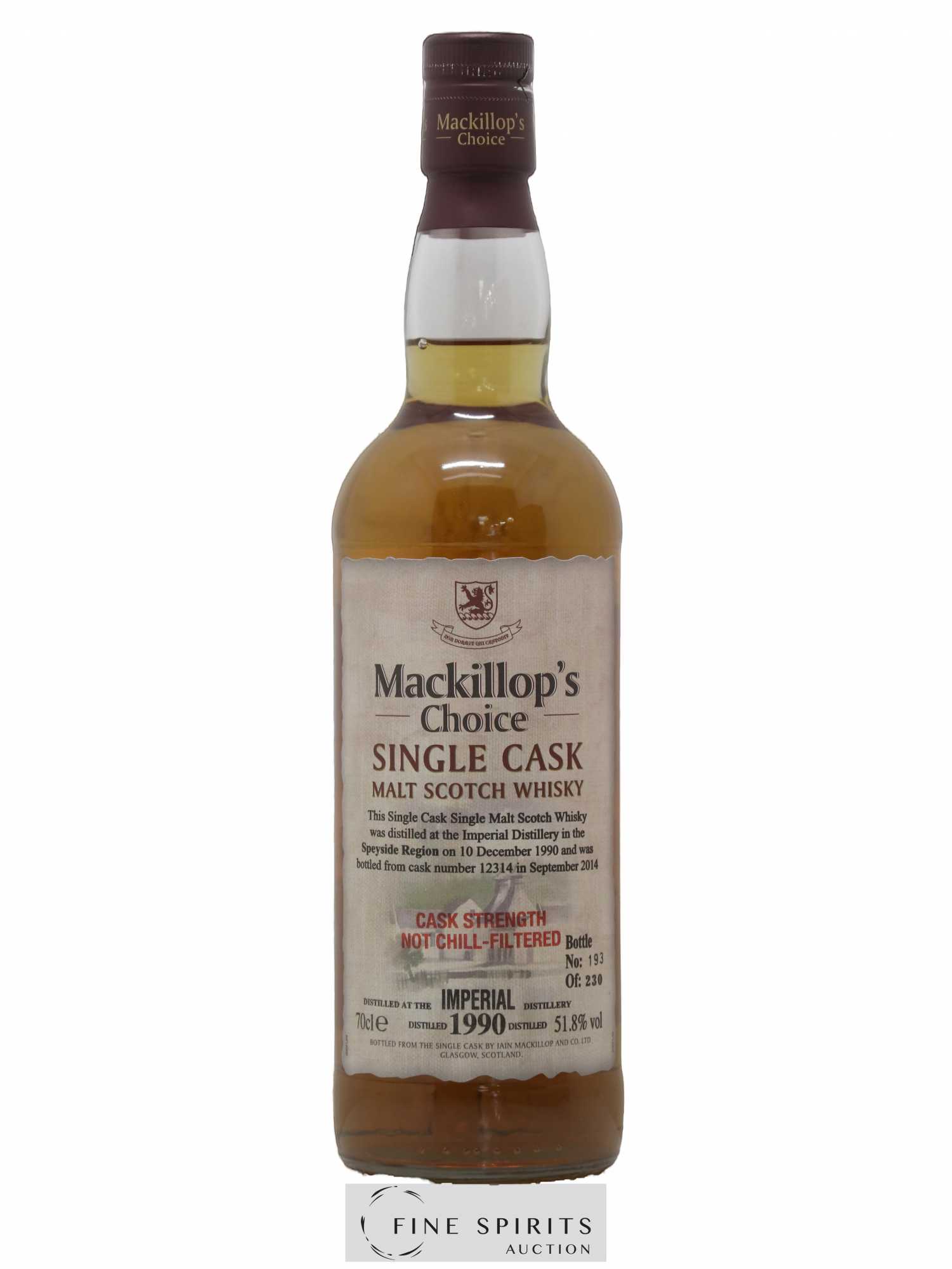 Imperial 1990 MacKillop & Co. Mackillop's Choice Single Cask n°12314 - One of 230 - bottled 2014 Cask Strength - Lot of 1 bottle - 1