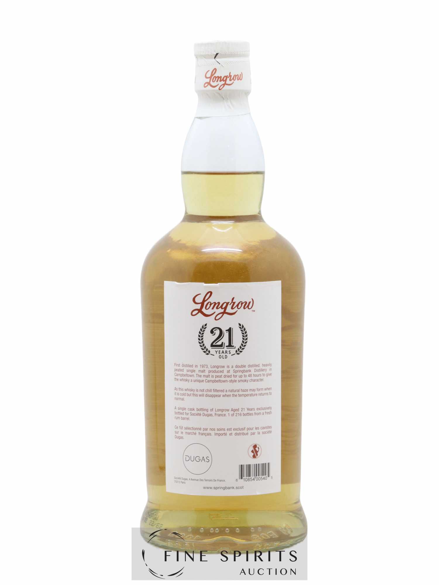 Longrow 21 years Of. Peated Single Cask - One of 216 Dugas - Lot de 1 bouteille - 2