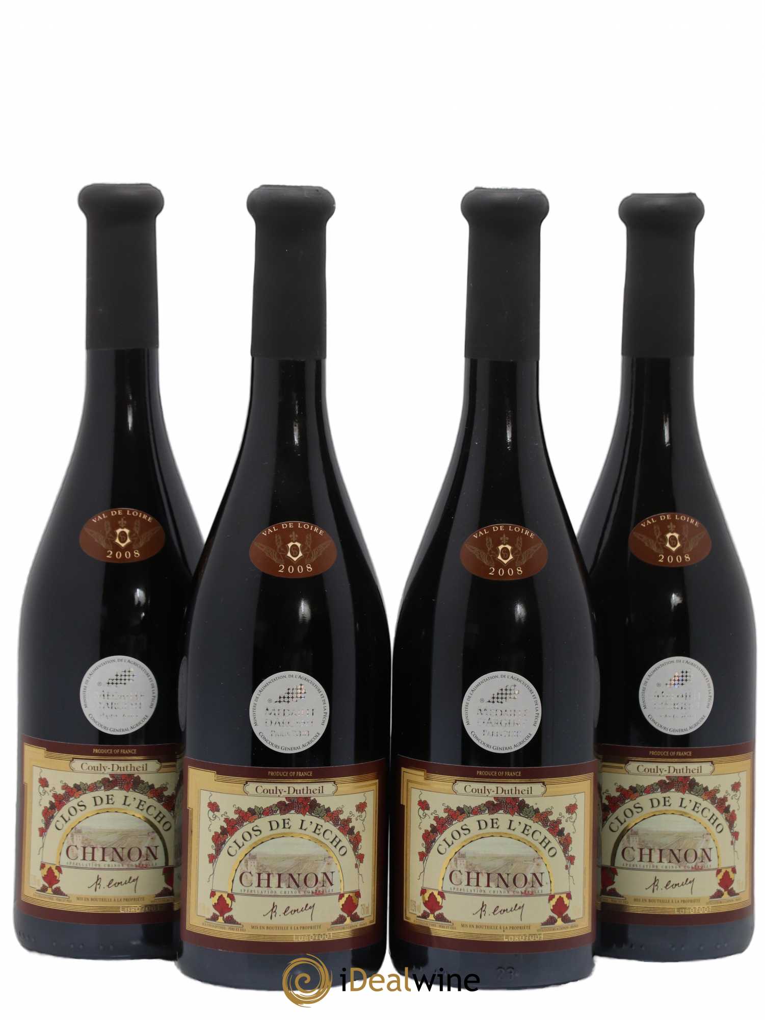 Chinon Clos de l'Echo Couly-Dutheil 2008 - Lot de 4 bouteilles - 0