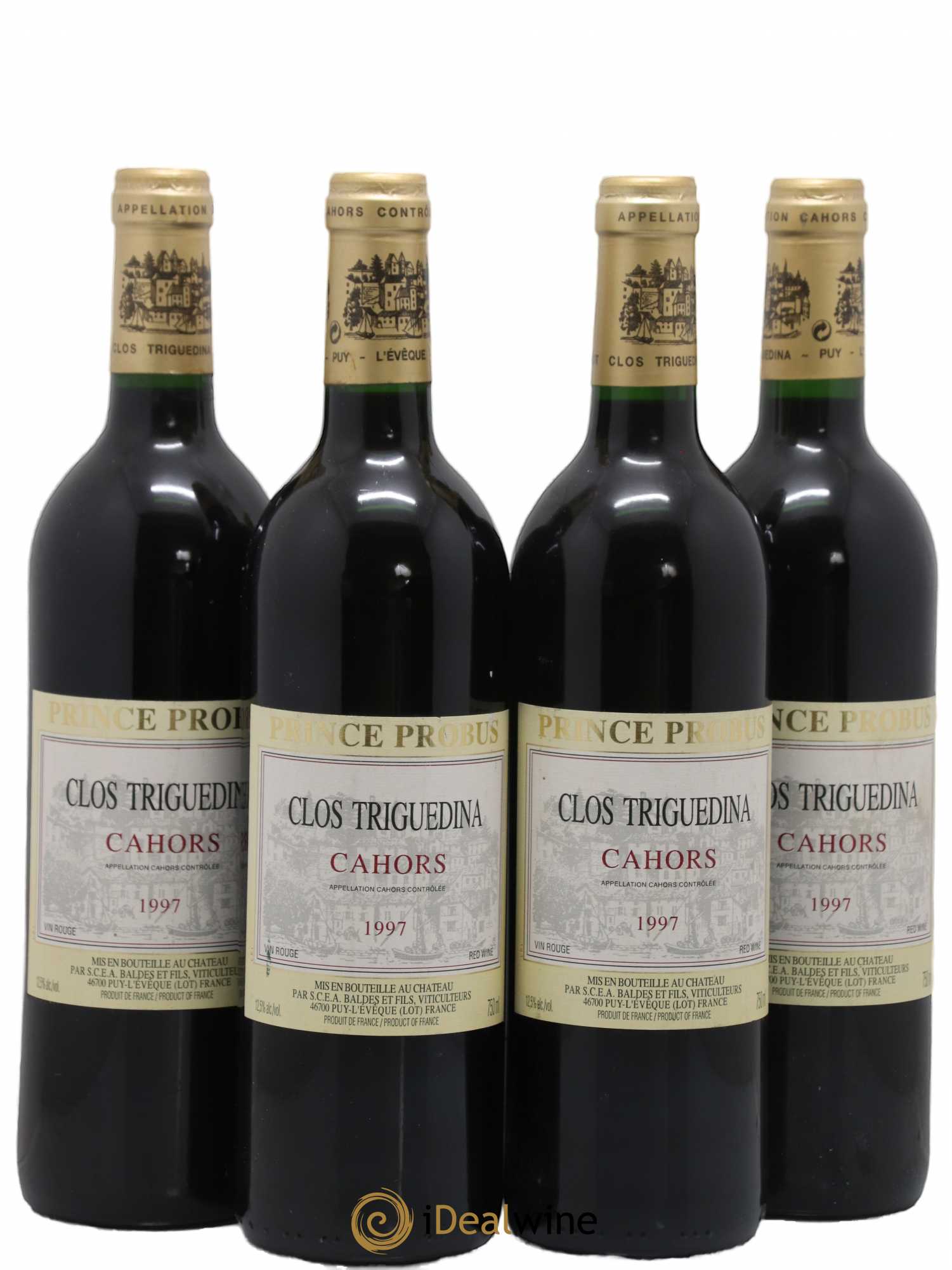 Cahors Clos Triguedina Probus Jean-Luc Baldès 1997 - Lot de 4 bouteilles - 0