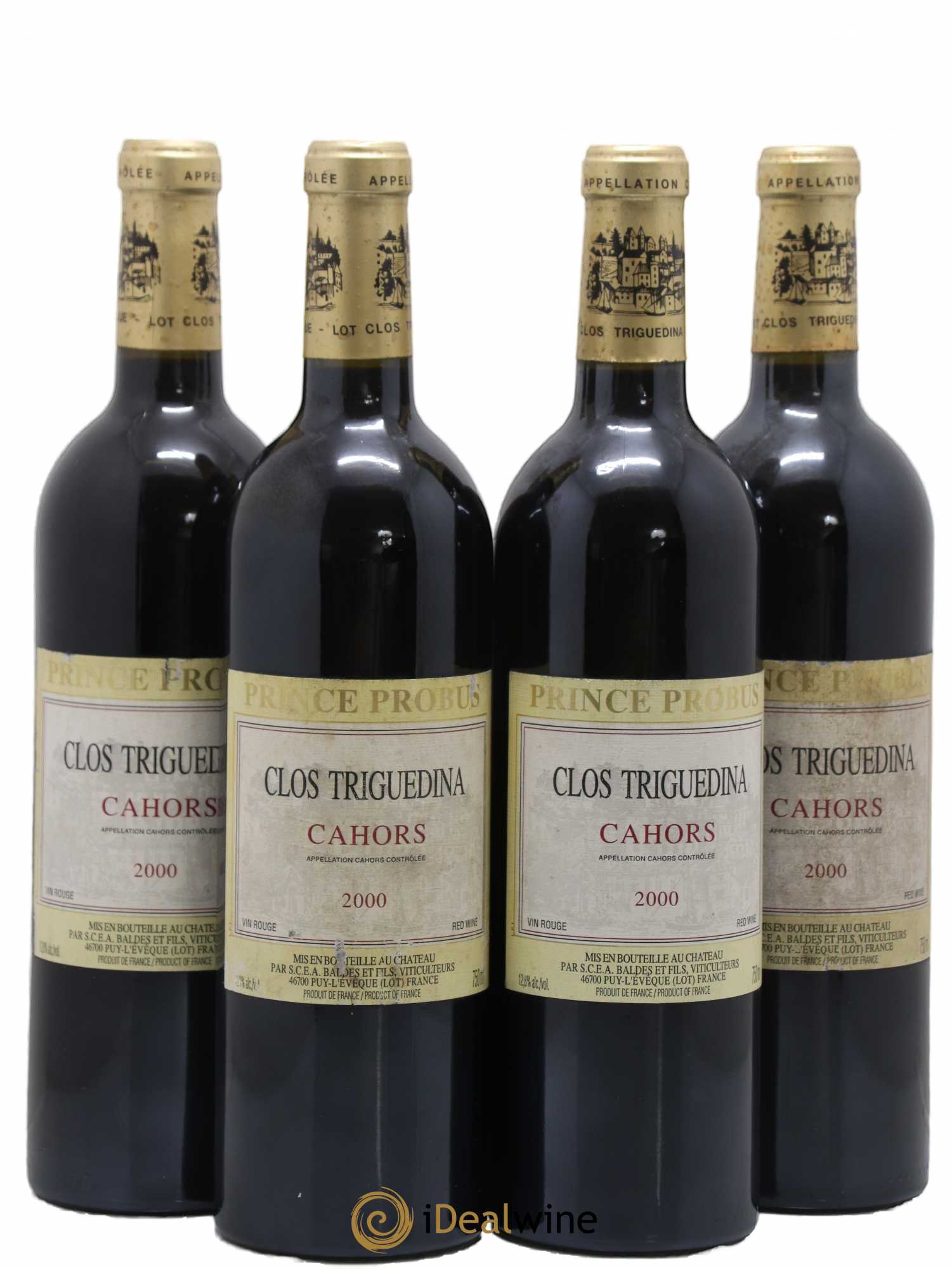 Cahors Clos Triguedina Probus Jean-Luc Baldès 2000 - Lot de 4 bouteilles - 0