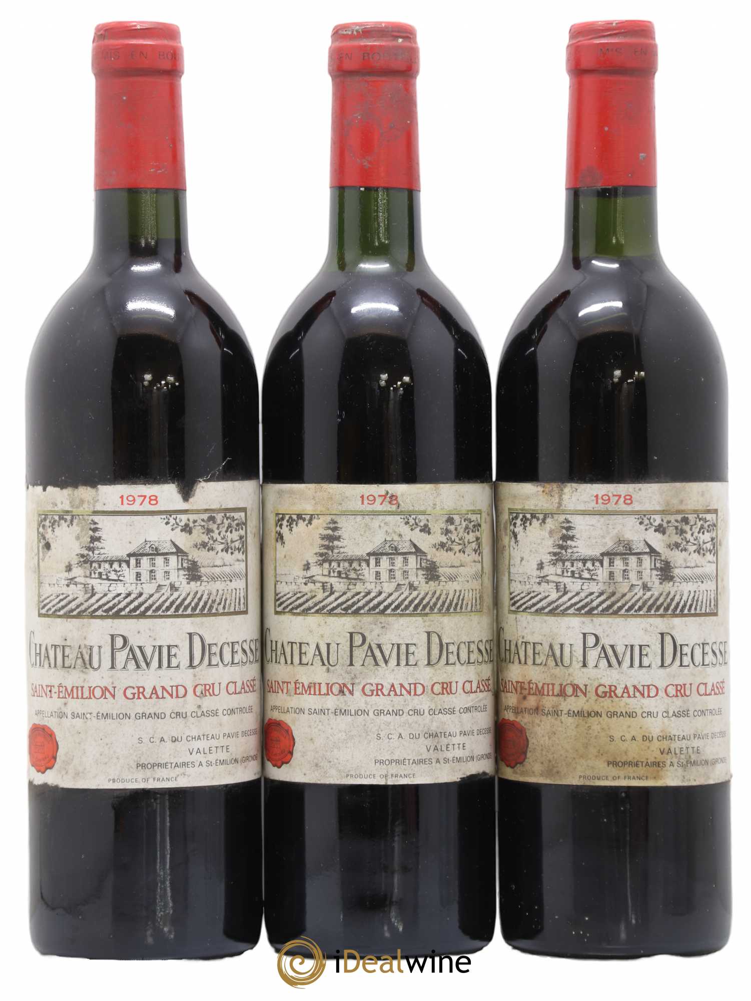 Château Pavie Decesse Grand Cru Classé 1978 - Lot de 3 bouteilles - 0