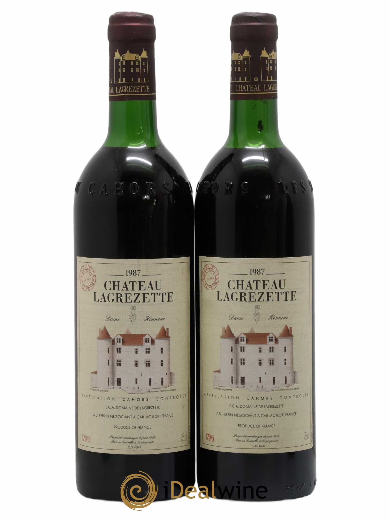 Cahors Château Lagrezette Alain Dominique Perrin (sans prix de réserve) 1987 - Lot de 2 bouteilles - 0