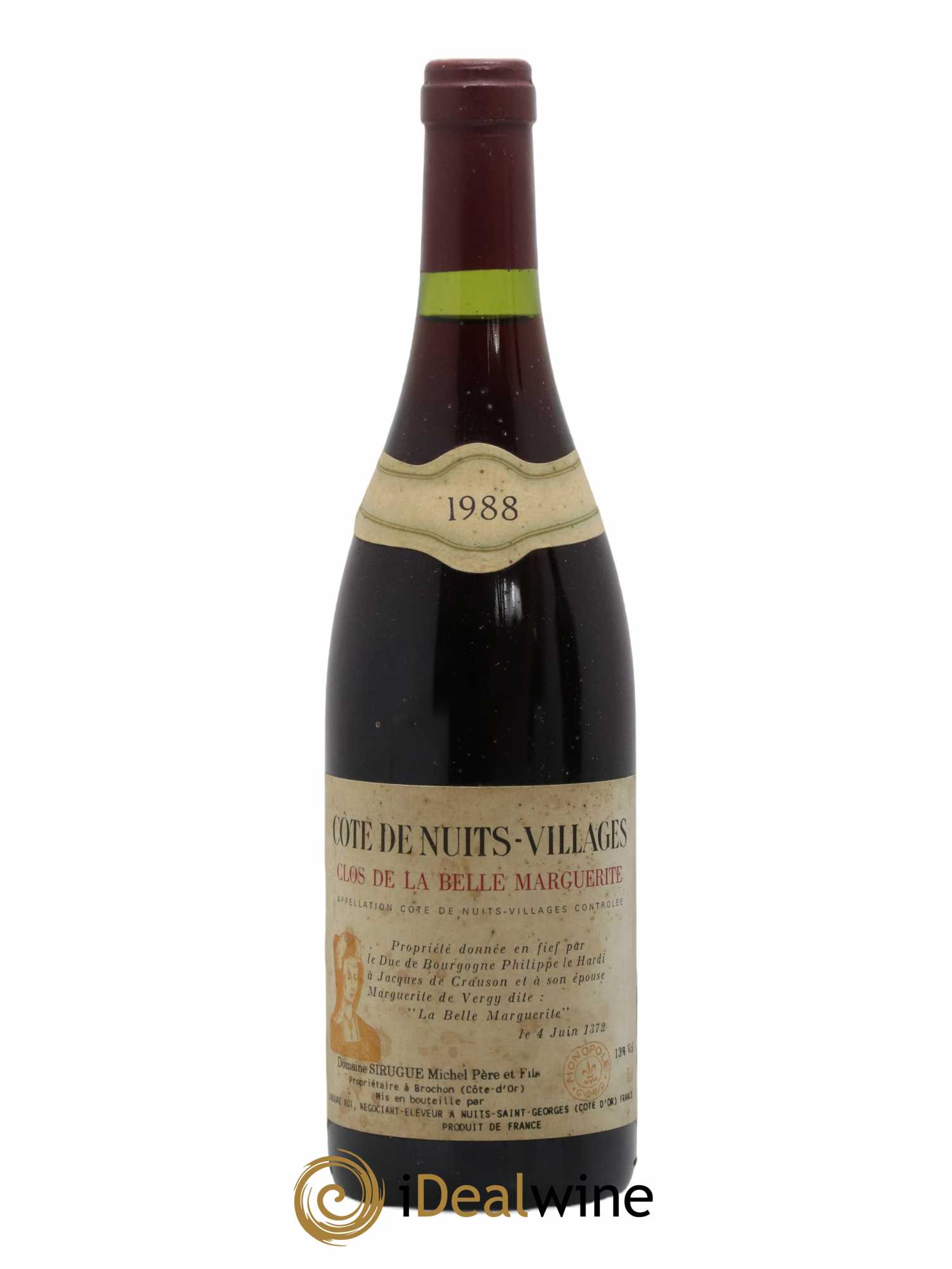 Côte de Nuits-Villages Clos de la Belle Marguerite Domaine Sirugue (sans prix de réserve) 1988 - Lot de 1 bouteille - 0