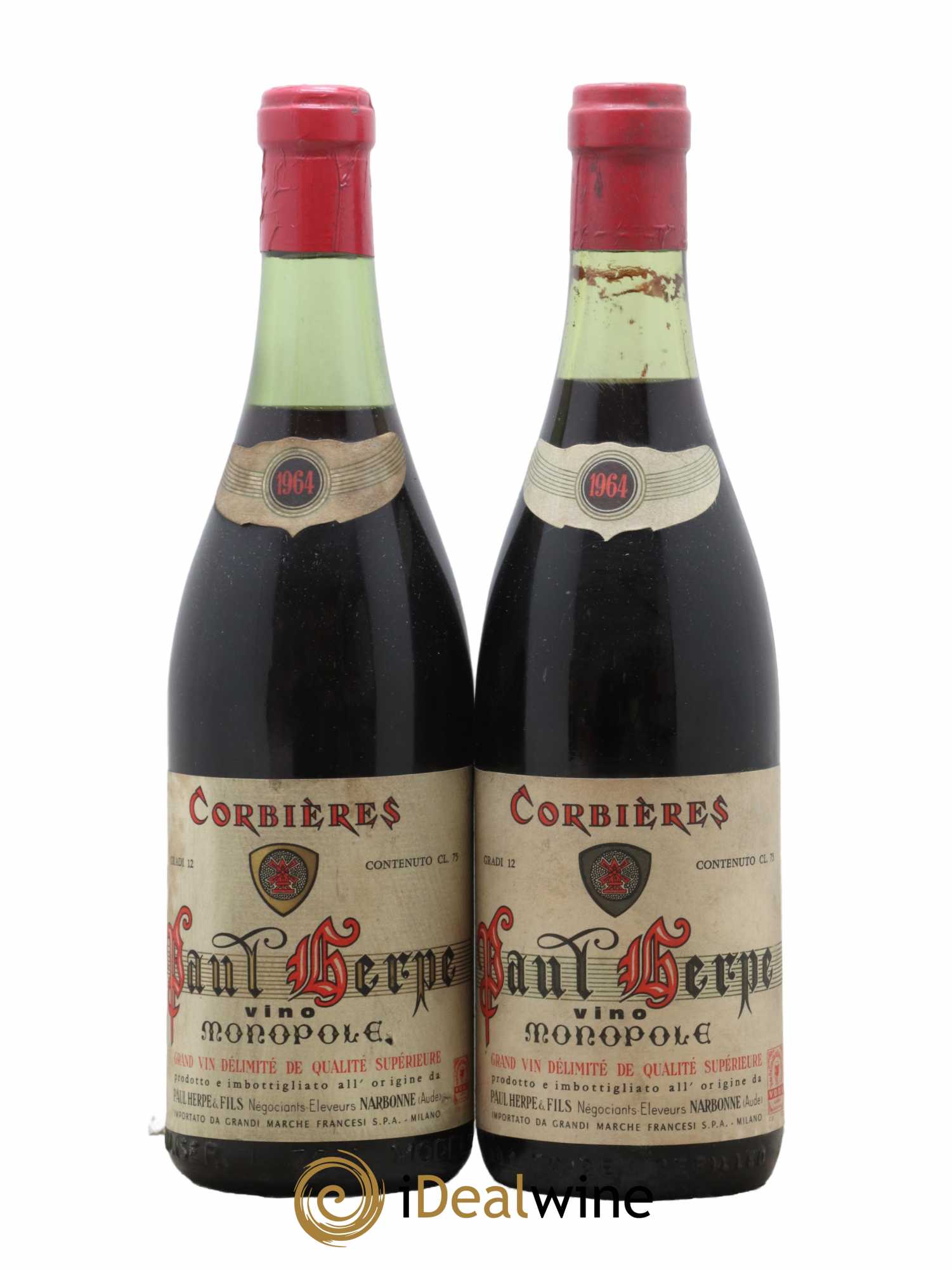 Corbières Paul Herpe Monopole 1964 - Lot de 2 bouteilles - 0