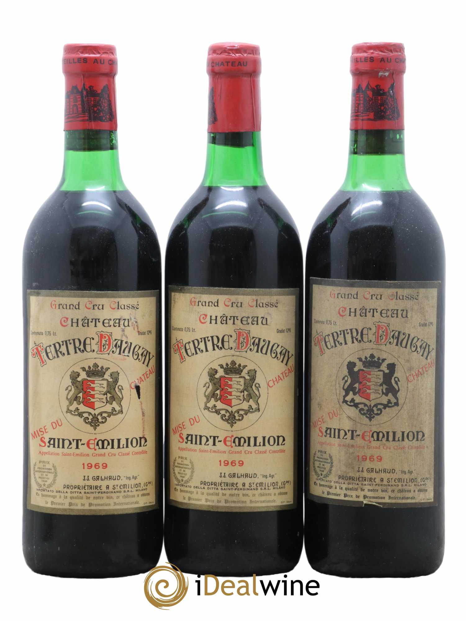 Château Tertre Daugay Grand Cru Classé 1969 - Lot de 3 bouteilles - 0