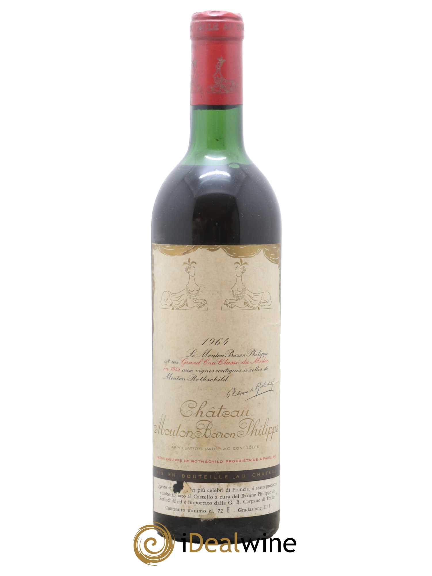 Château d' Armailhac - Mouton Baron(ne) Philippe 5ème Grand Cru Classé 1964 - Lot de 1 bouteille - 0