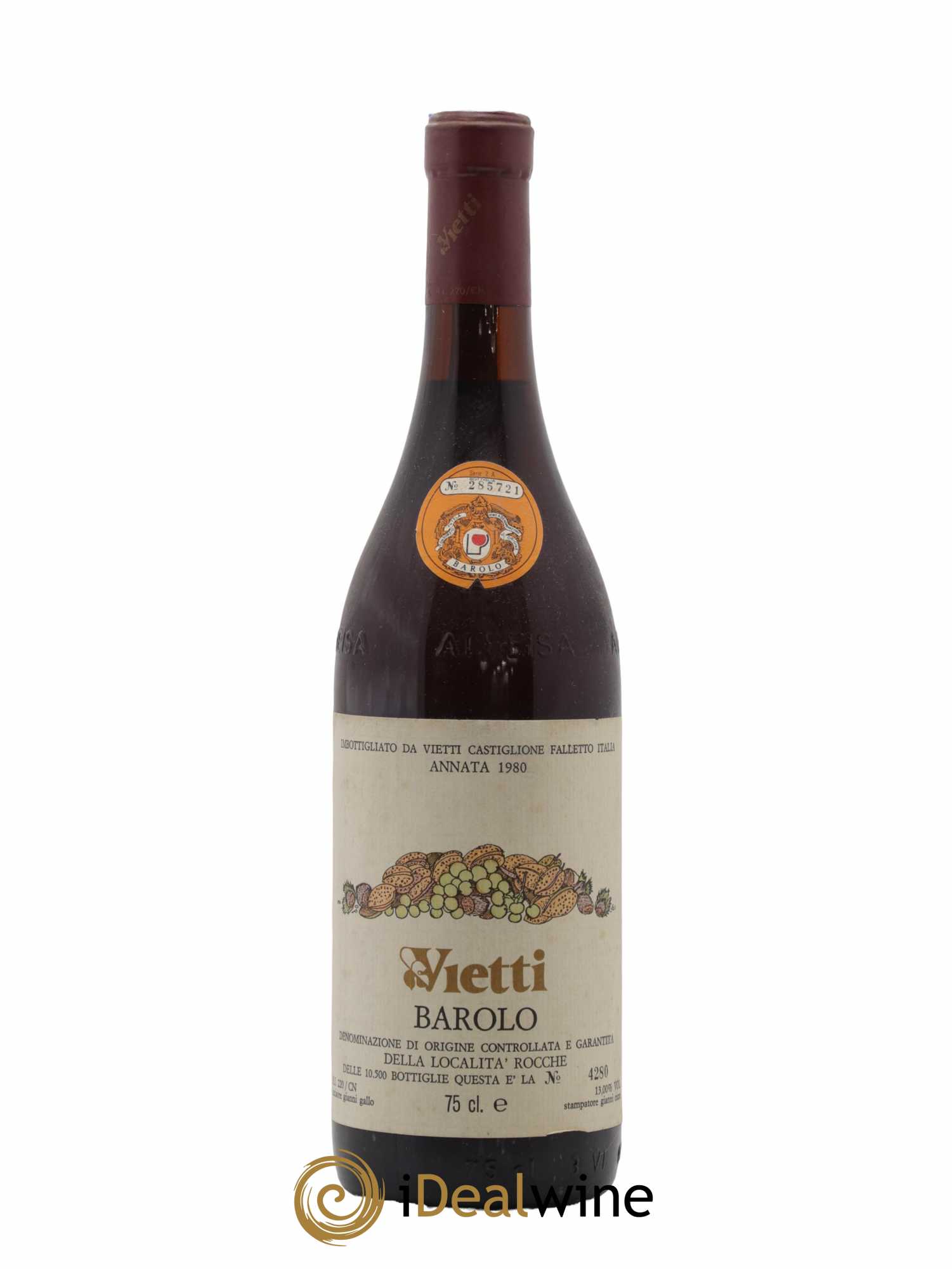 Barolo DOCG Rocche di Castiglione Vietti 1980 - Lot de 1 bouteille - 0