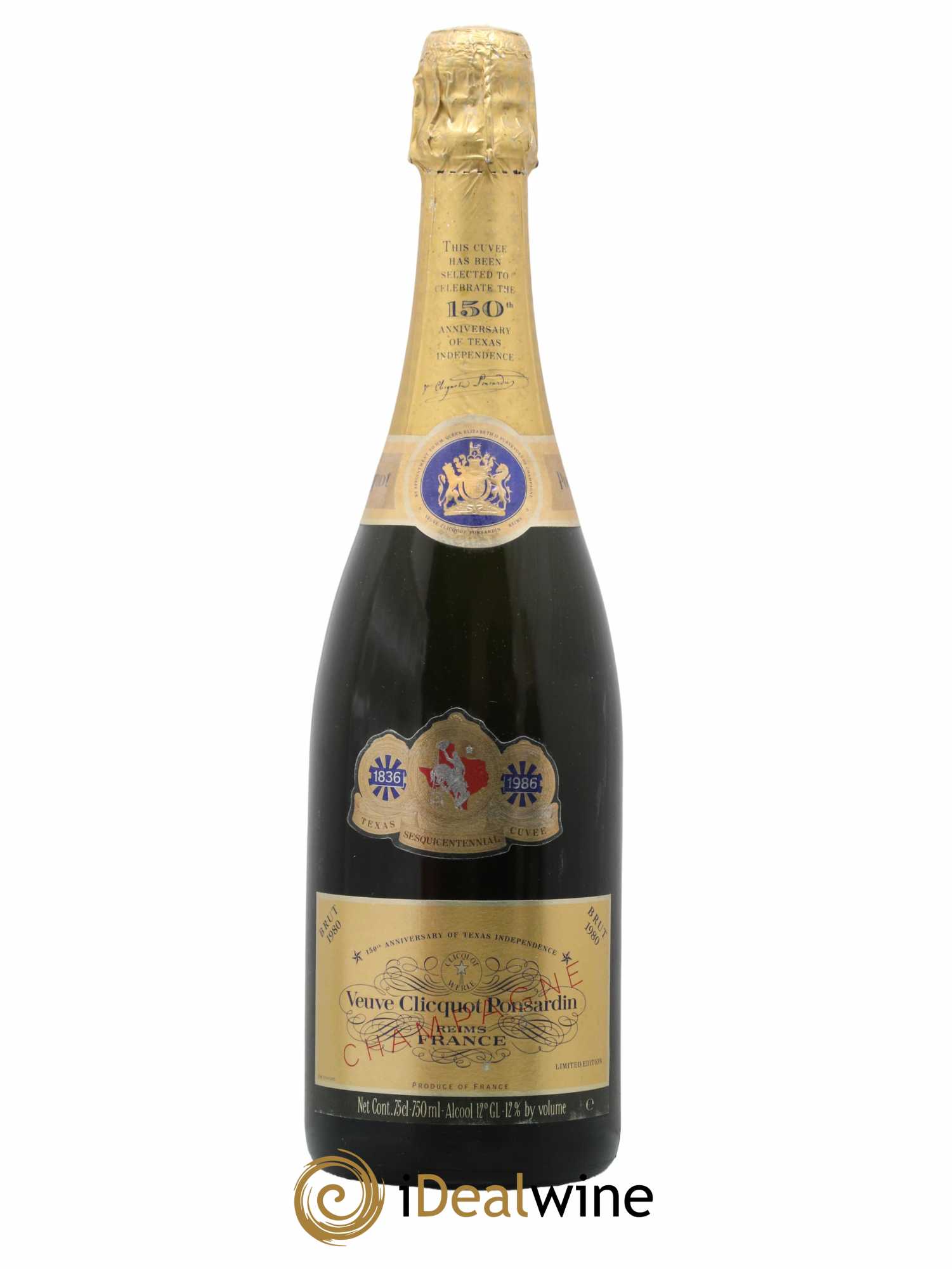 Champagne Texas Sesquicentennial Cuvée Maison Veuve Clicquot 1980 - Lot de 1 bouteille - 1