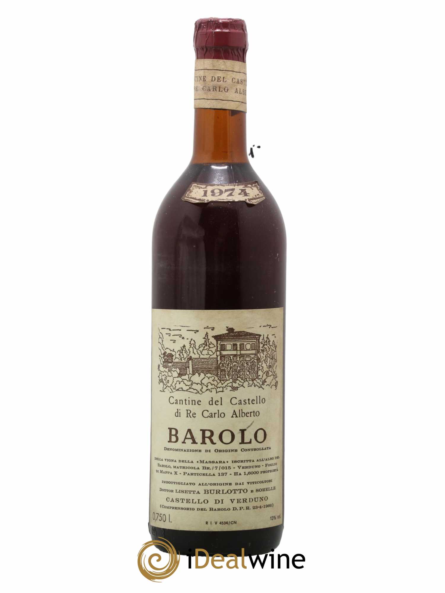 Barolo Cantine Del Castello Burlotto Lisetta Castello di Verdurno 1974 - Lot de 1 bouteille - 0