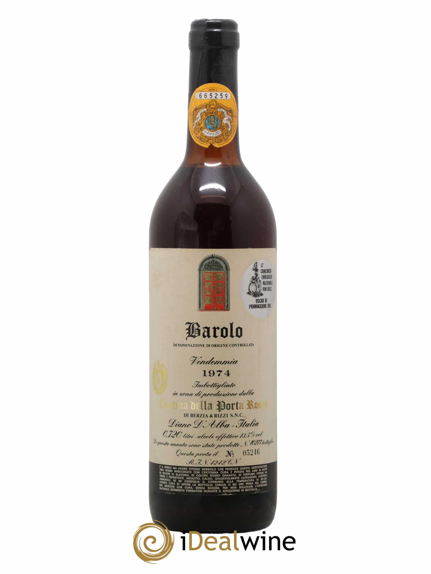Barolo Cantina della Porta Rossa 1974 - Lot de 1 bouteille - 0