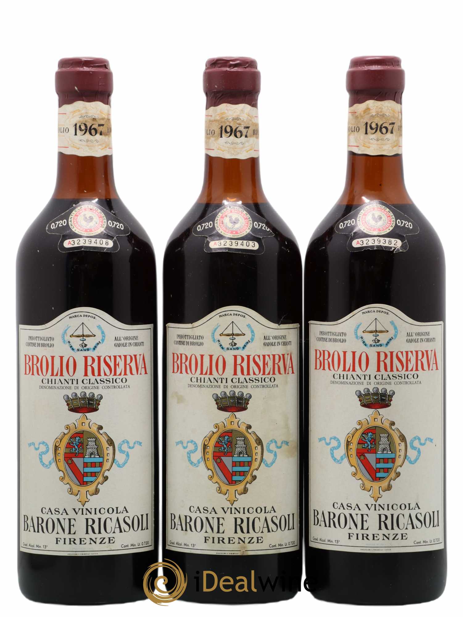 Chianti Classico DOCG Riserva Brolio Ricasoli 1967 - Lot of 3 bottles - 0