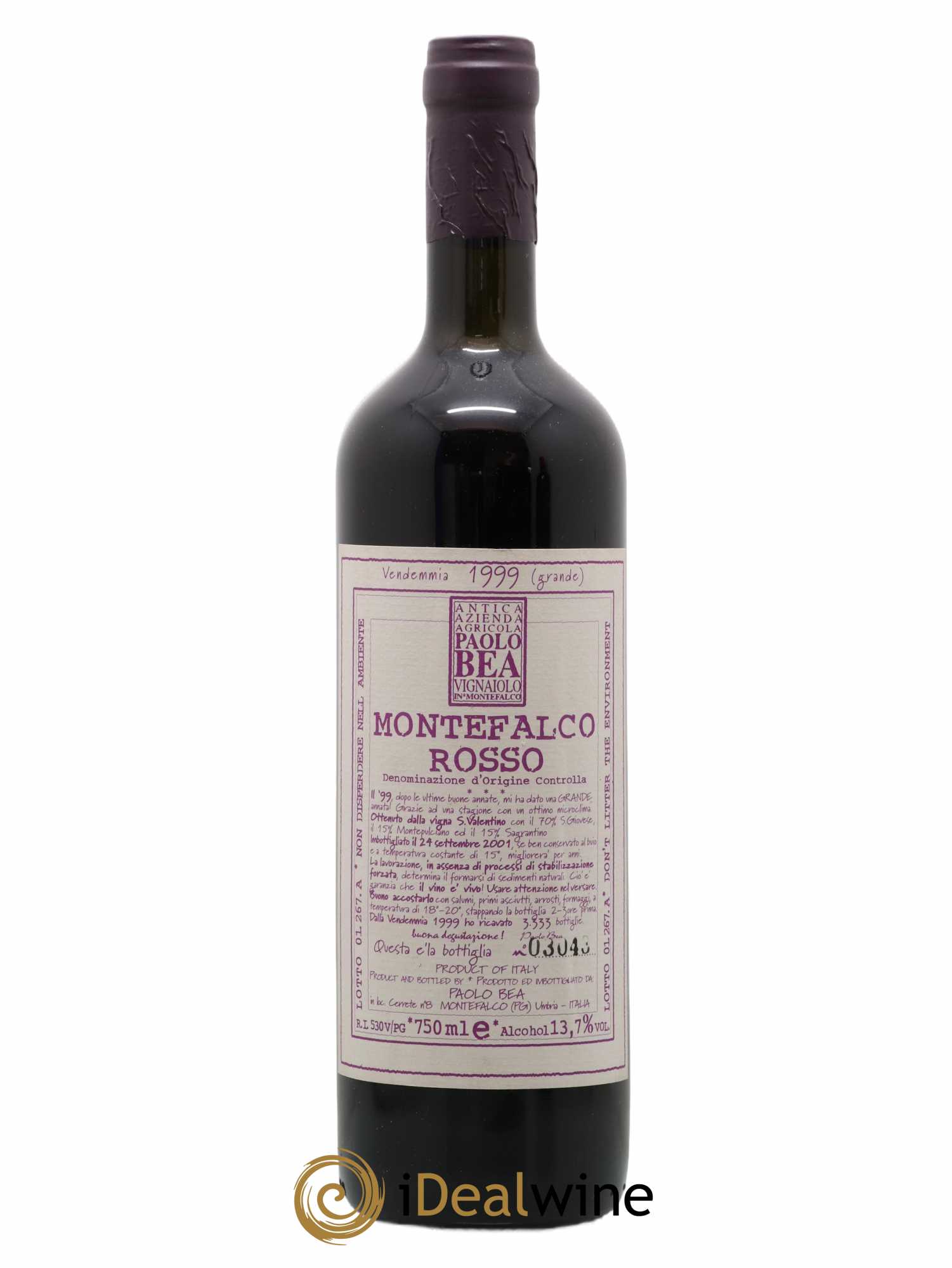 Montefalco DOC Vigna San Valentino Bea Paolo 1999 - Posten von 1 Flasche - 0