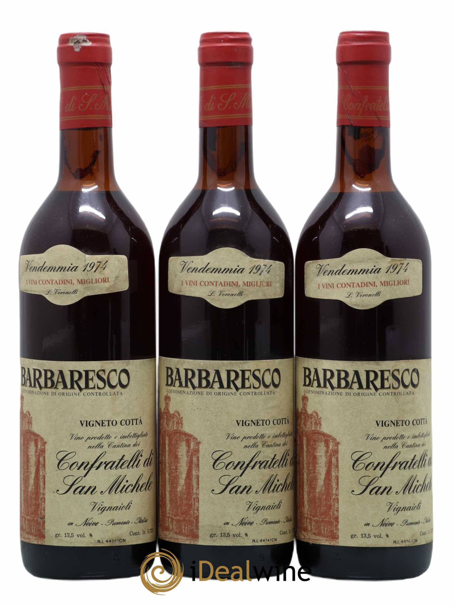Barbaresco DOCG Cotta Confratelli di San Michele (sans prix de réserve) 1974 - Posten von 3 Flaschen - 0