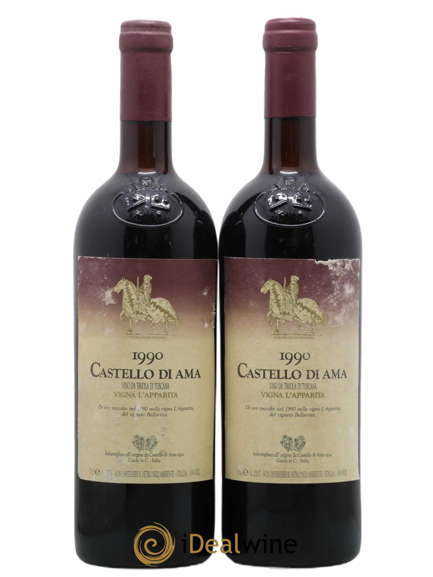 Toscana IGT Castello di Ama L'Apparita 1990 - Lot de 2 bouteilles - 0