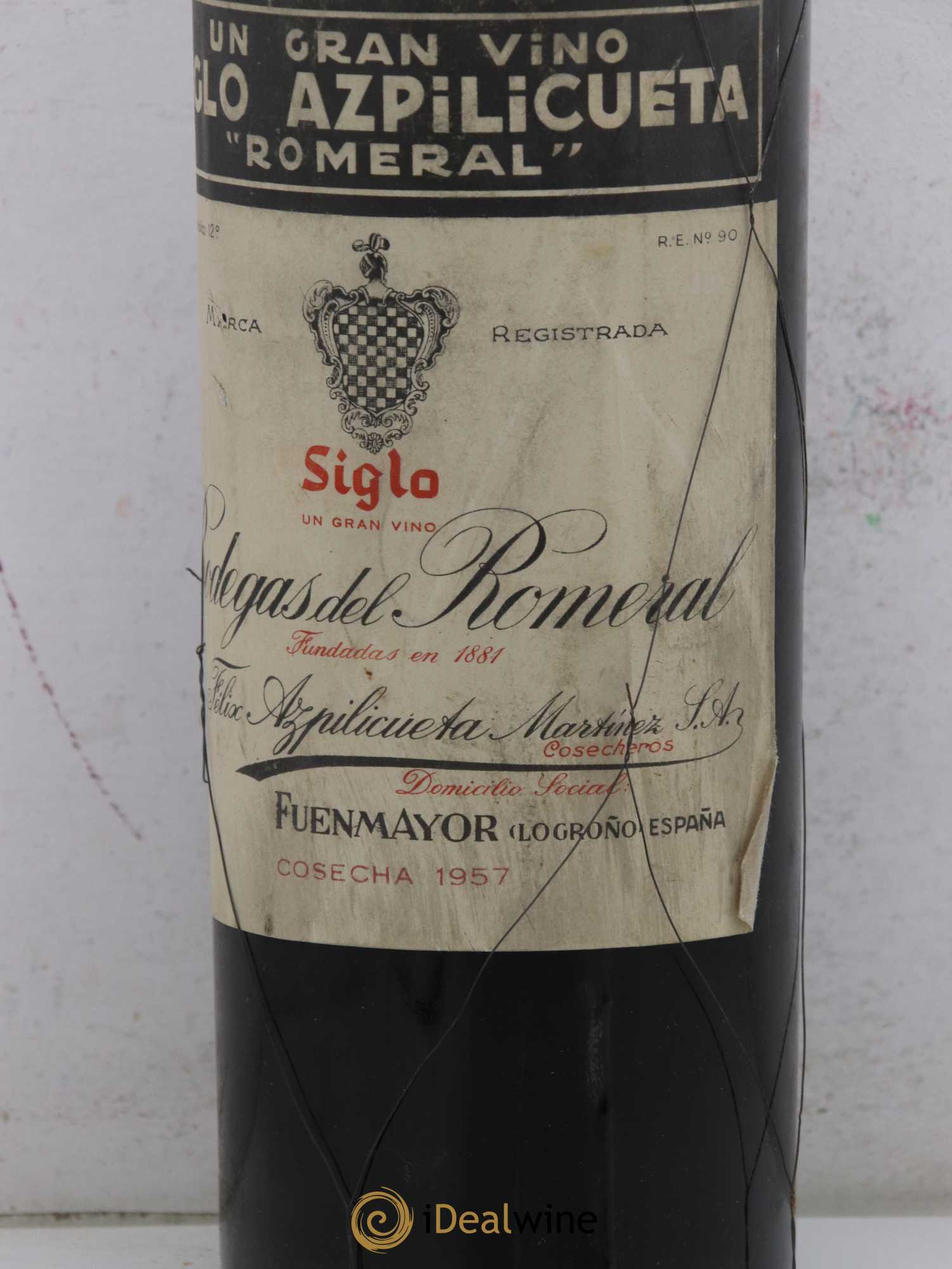 Rioja DOCA Gran Vino Siglo Azpilicueta Bodegas Del Romeral (no reserve) 1957 - Lot of 1 bottle - 1