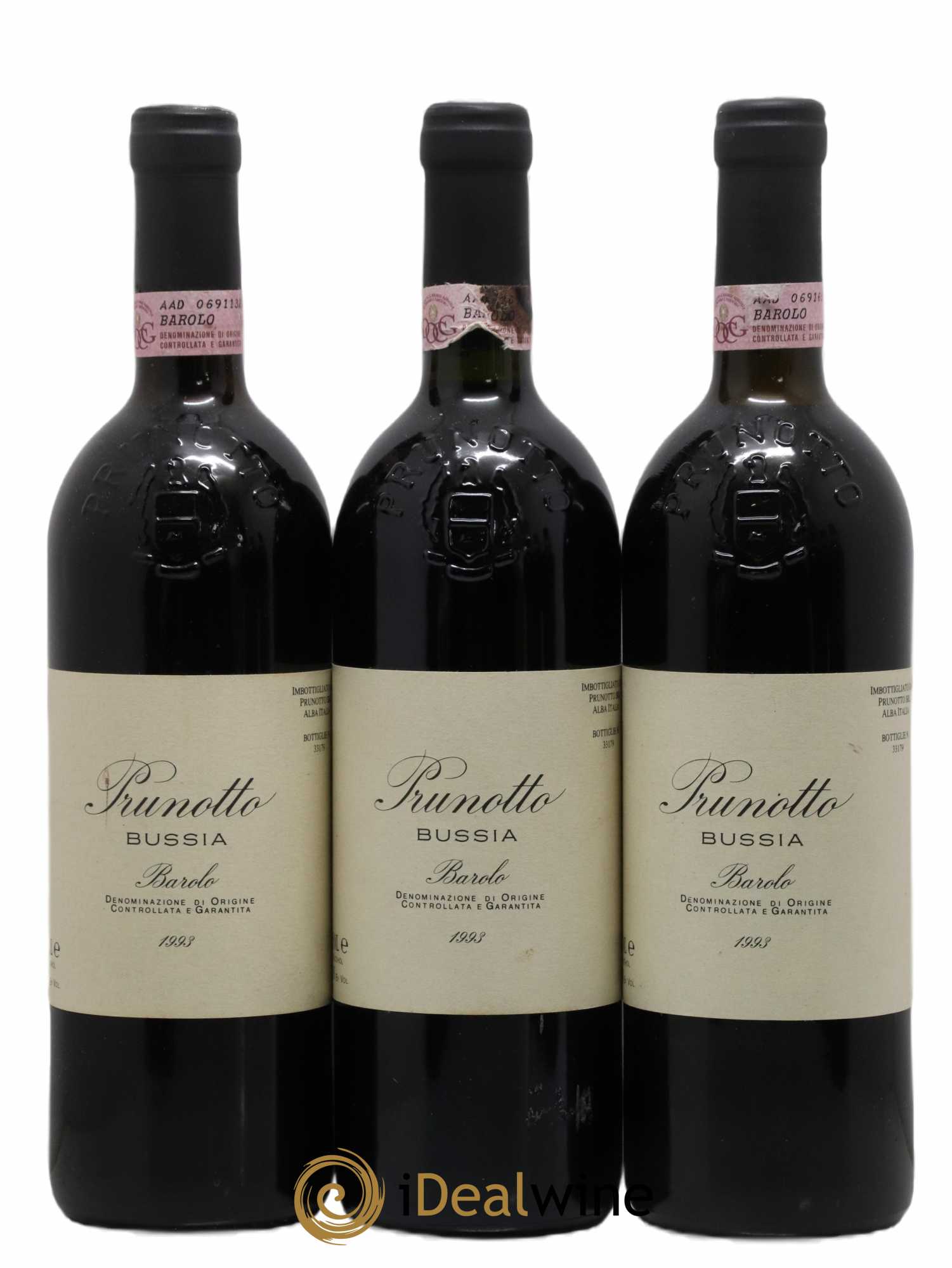 Barolo DOCG Riserva Bussia Prunotto - Marchesi Antinori 1993 - Lot de 3 bouteilles - 0