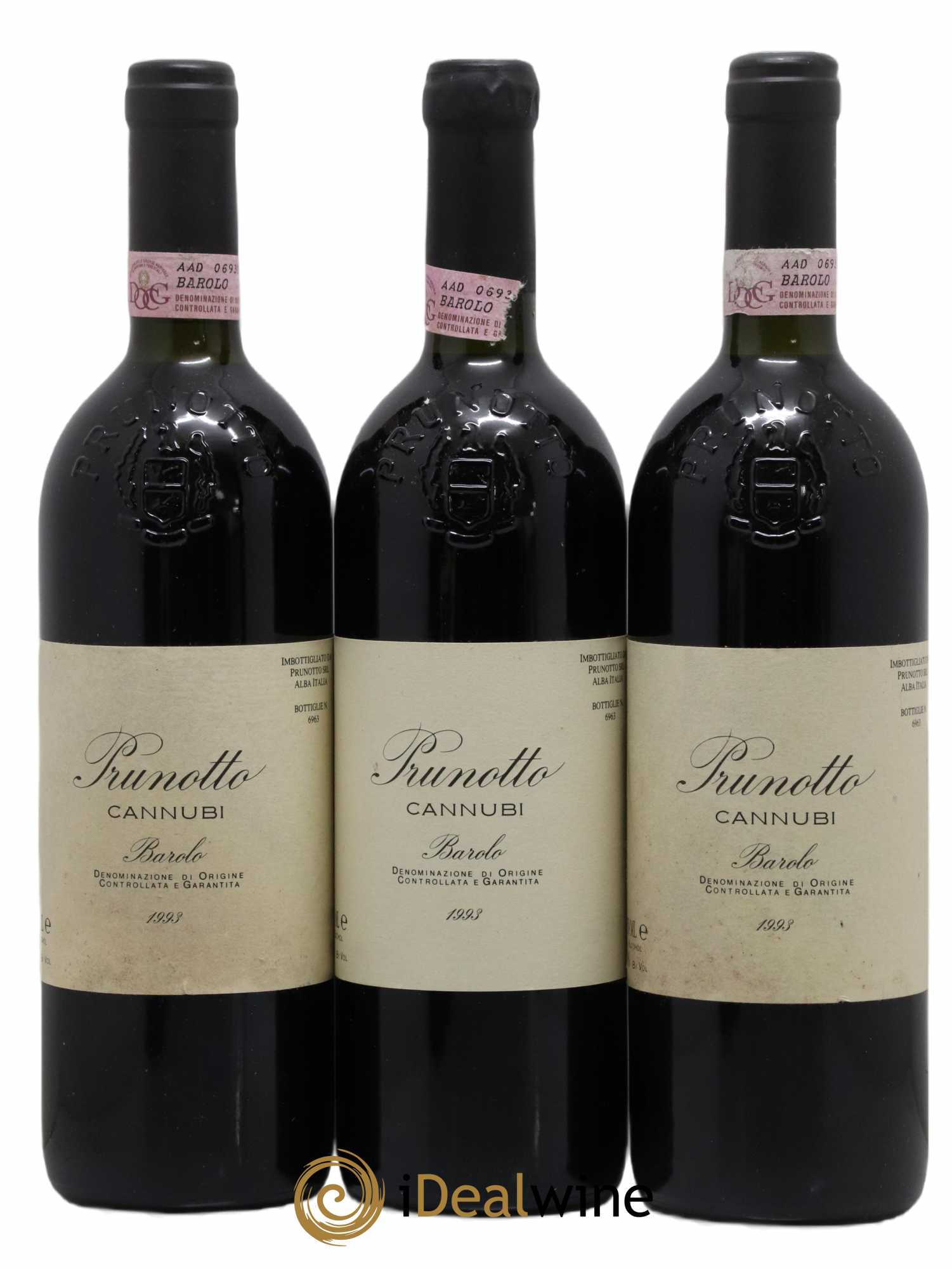 Barolo Cannubi Prunotto 1993 - Lot de 3 bouteilles - 0