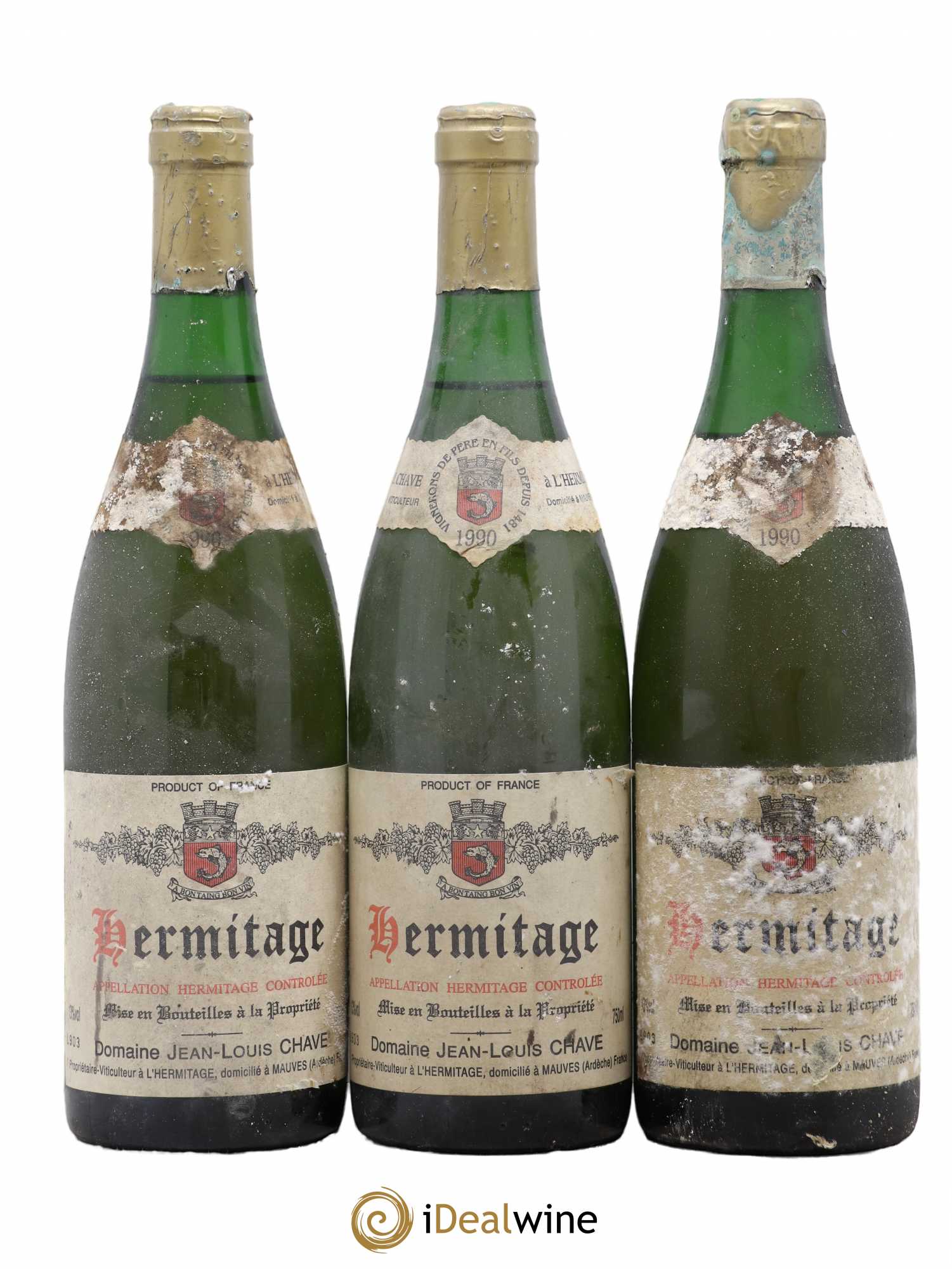 Hermitage Jean-Louis Chave 1990 - Lot de 3 bouteilles - 0