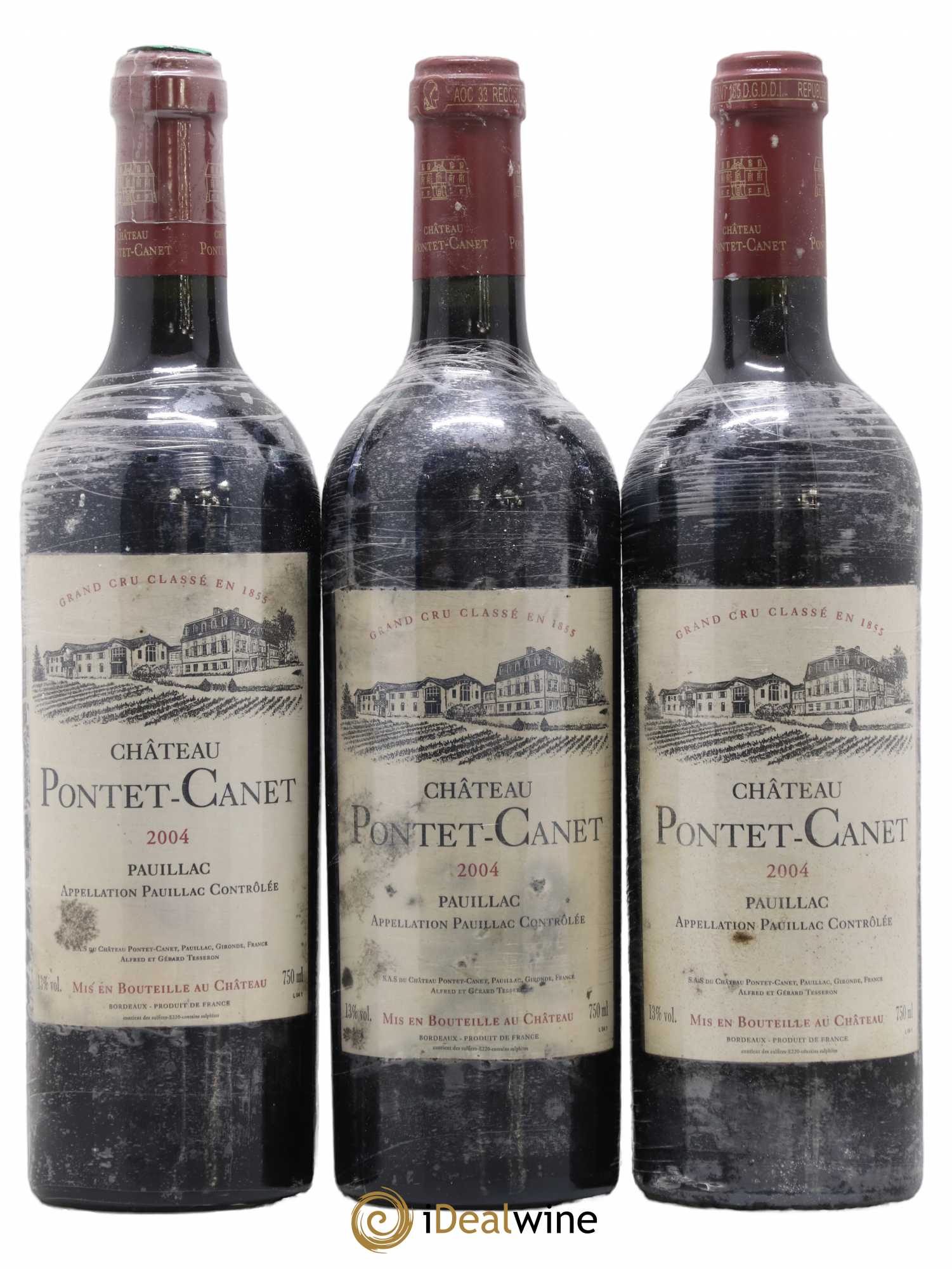 Château Pontet Canet 5ème Grand Cru Classé 2004 - Lot de 3 bouteilles - 0