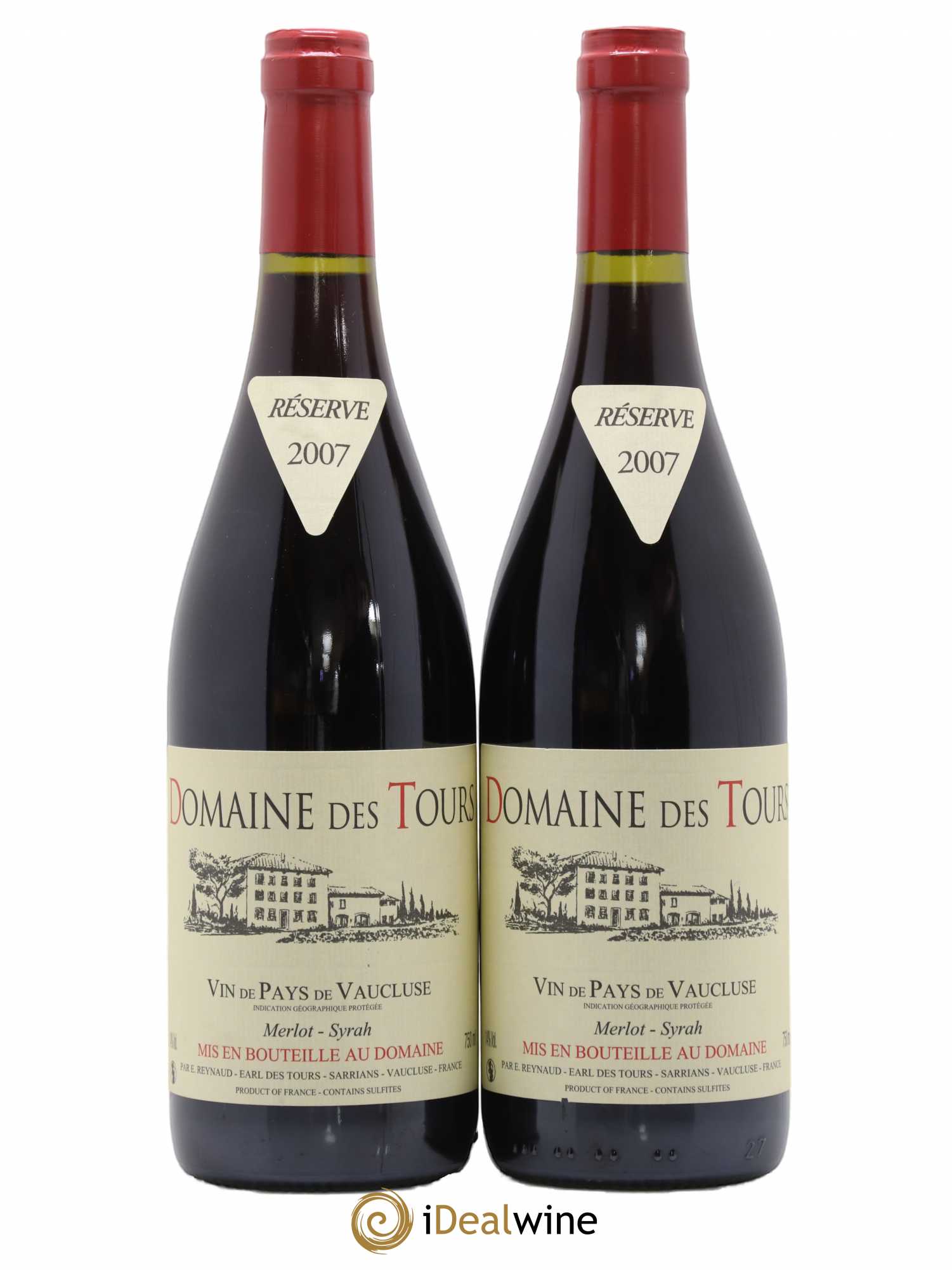 Vaucluse Domaine des Tours Merlot-Syrah Emmanuel Reynaud 2007 - Lot de 2 bouteilles - 0
