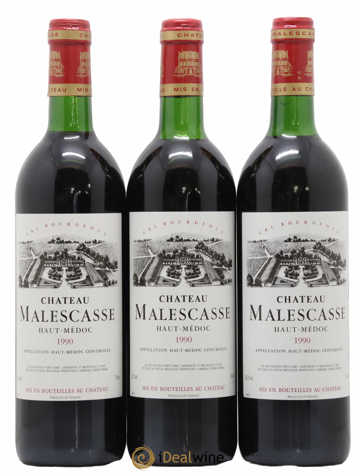 Château Malescasse Cru Bourgeois Exceptionnel 1990 - Lot de 3 bouteilles - 0