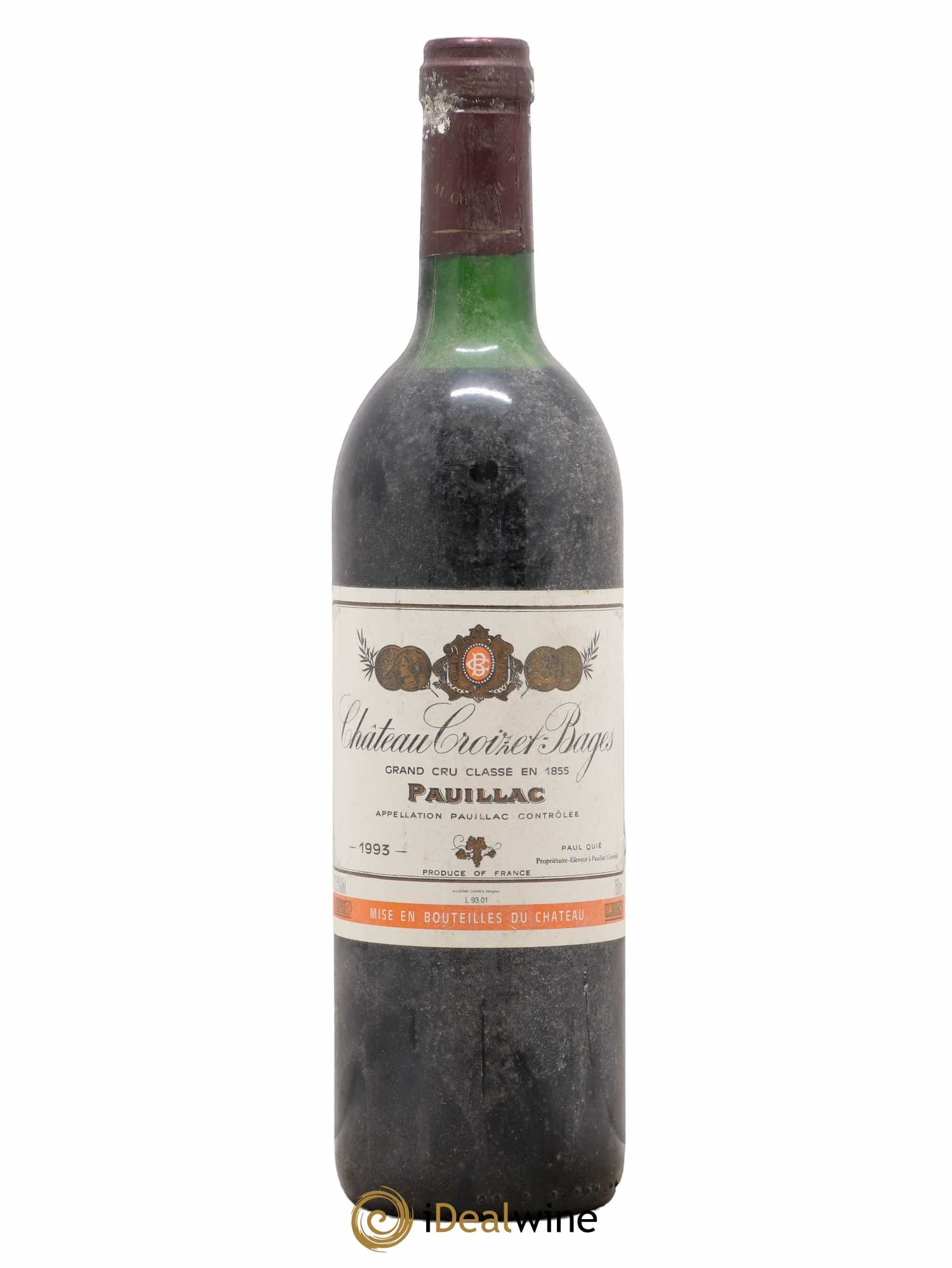 Château Croizet Bages 5ème Grand Cru Classé 1993 - Lot de 1 bouteille - 0