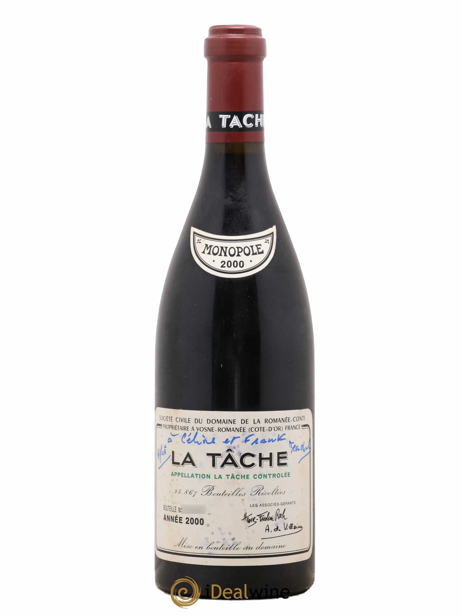 La Tâche Grand Cru Domaine de la Romanée-Conti 2000 - Lot de 1 bouteille - 0