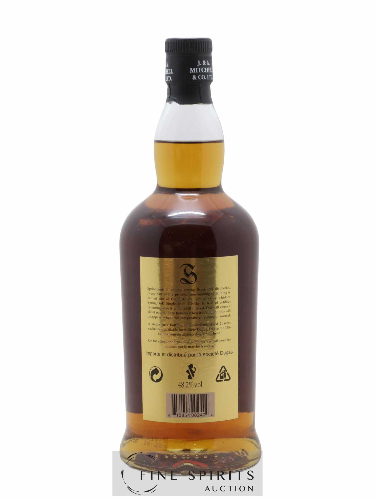 Springbank 21 years Of. Single Cask One of 336 Dugas Exclusivité - Lot de 1 bouteille - 1