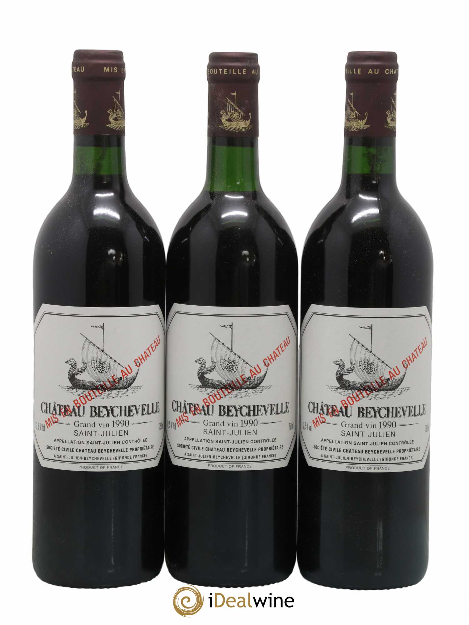 Château Beychevelle 4ème Grand Cru Classé 1990 - Lot de 3 bouteilles - 0